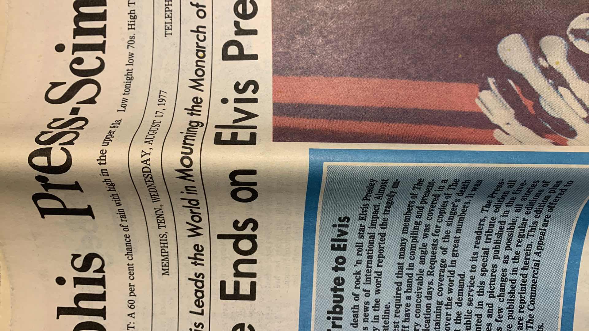 Photo 1 of 1977 ELVIS DEATH HEADLINE NEWSPAPER