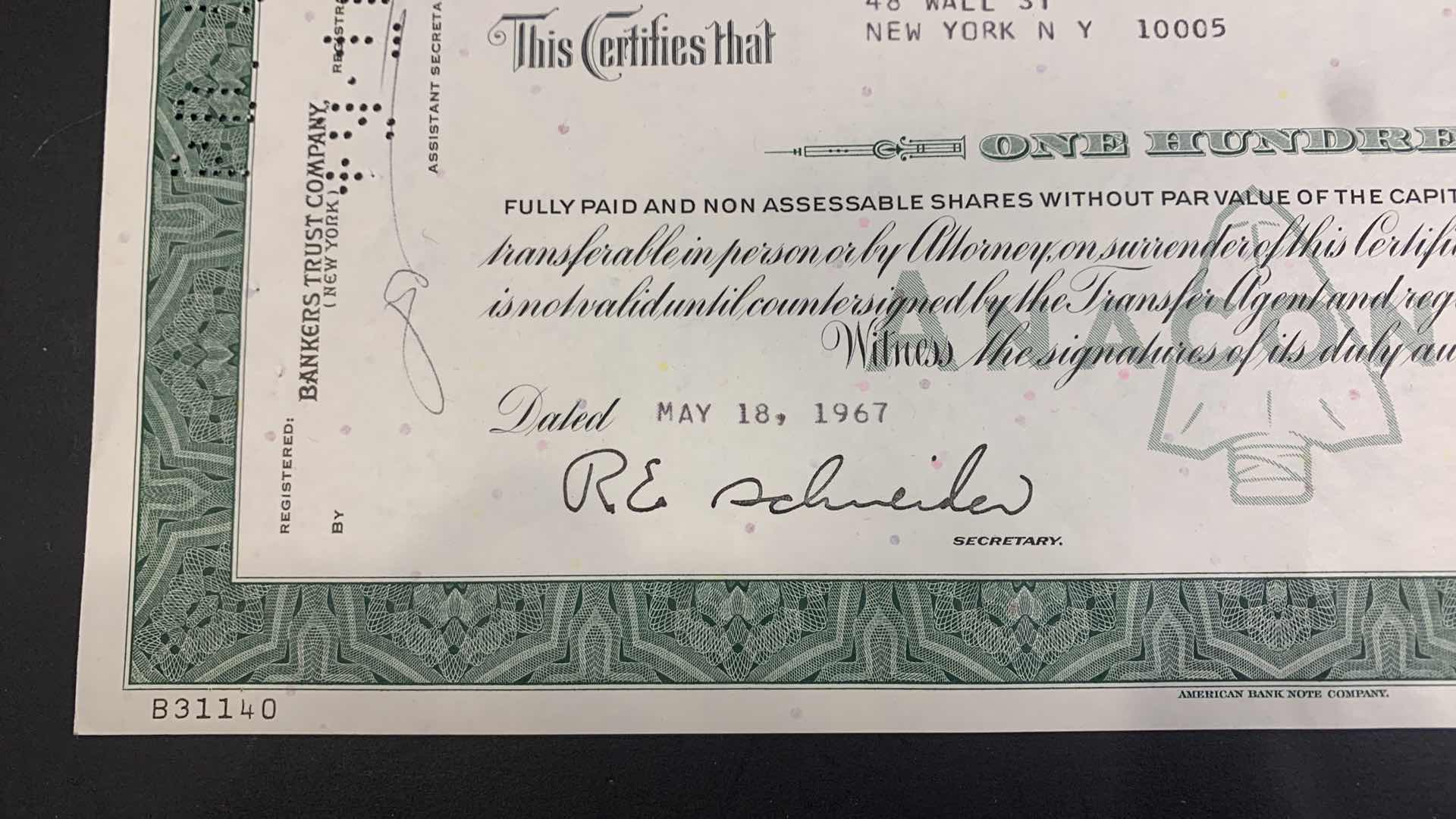 Photo 1 of 1967 THE ANACONDA COMPANY CANCELLED STOCK