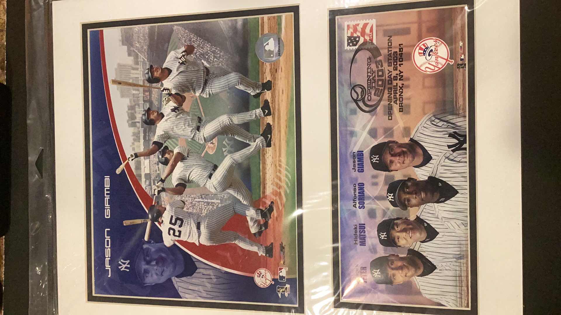 Photo 1 of JASON GIAMBI NEW YORK YANKEES STADIUM GAME POSTER WITH STAMP MLB CERTIFIED OPENING DAY 12” X 16”