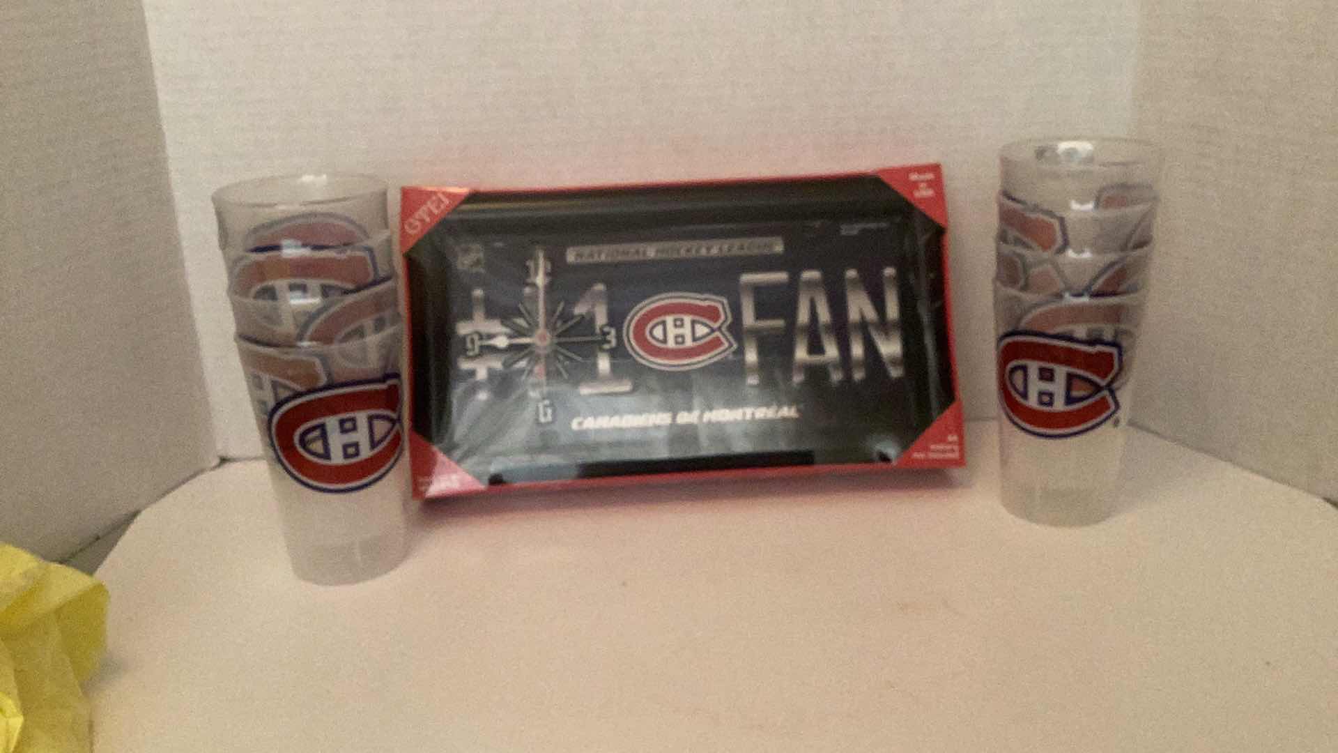 Photo 1 of CANADIANS MONTREAL CLOCK AND TUMBLERS