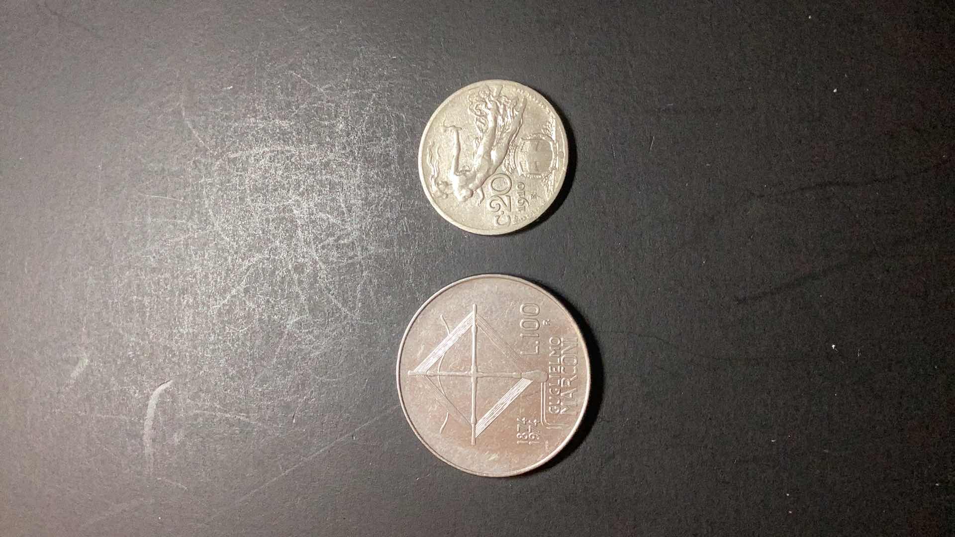 Photo 2 of ITALY-1874-1974/1910 100TH ANNI. BIRTH OF GUGLIELMO MARCONI AND 20 CENTI