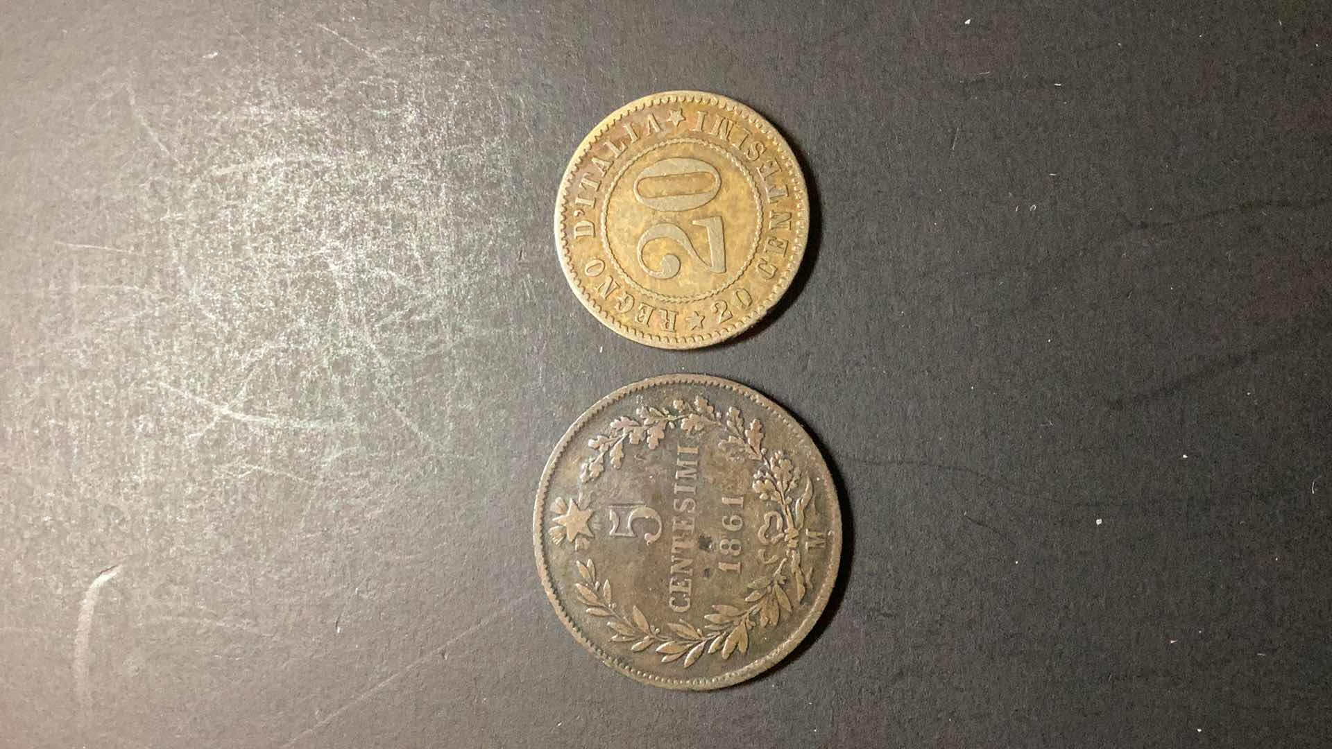 Photo 1 of ITALY-1861/1894 5 CENTESIMI AND 20 CENTESIMI $10/$6