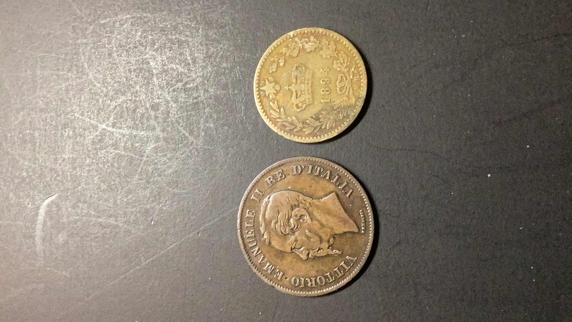 Photo 2 of ITALY-1861/1894 5 CENTESIMI AND 20 CENTESIMI $10/$6