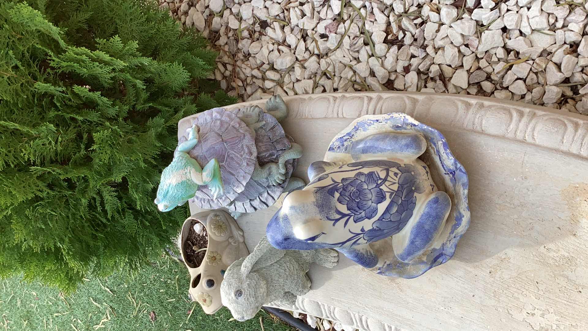 Photo 1 of 4 FROGS AND RABBIT PLASTER GARDEN PIECES