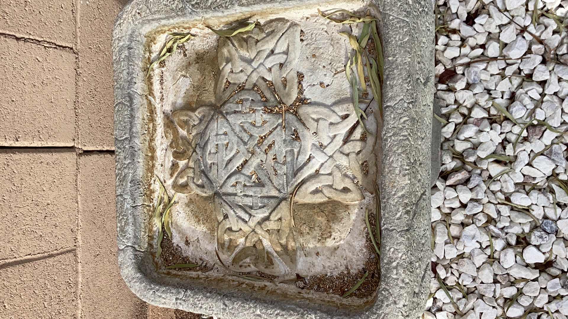 Photo 1 of CELTIC INSPIRED STONE BIRDBATH 17" X H27"