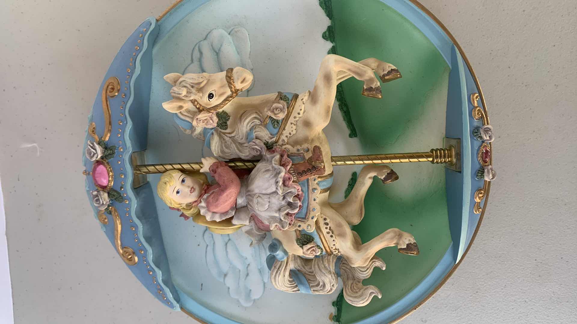 Photo 1 of BRADFORD EXCHANGE COLLECTIBLES, MUSICAL PORCELAIN CAROUSEL HORSE AND GIRL, NUMBERED