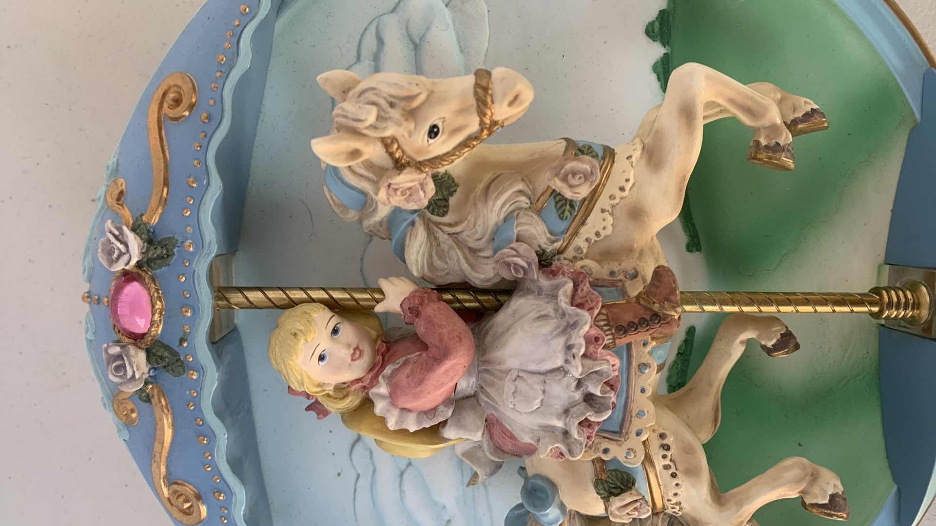 Photo 1 of BRADFORD EXCHANGE COLLECTIBLES, MUSICAL PORCELAIN CAROUSEL HORSE AND GIRL, NUMBERED