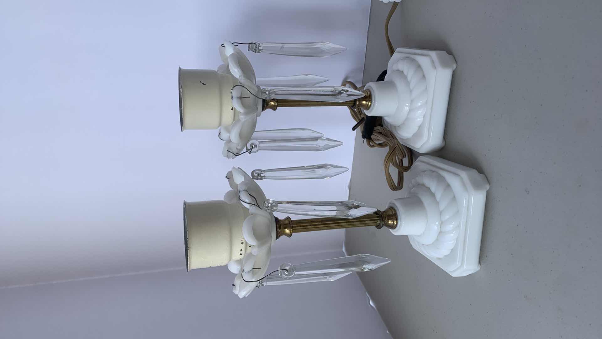 Photo 1 of 4 ANTIQUE COLLECTIBLES, 2 PORCELAIN LAMPS AND 2 CANDLE HOLDERS