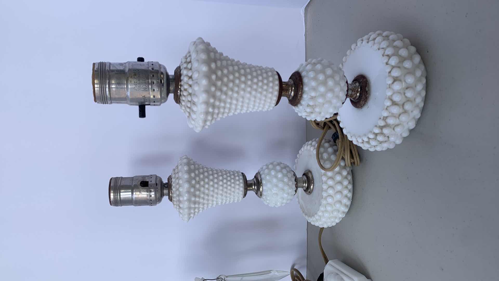 Photo 1 of 4 ANTIQUE COLLECTIBLES, 2 PORCELAIN LAMPS AND 2 CANDLE HOLDERS