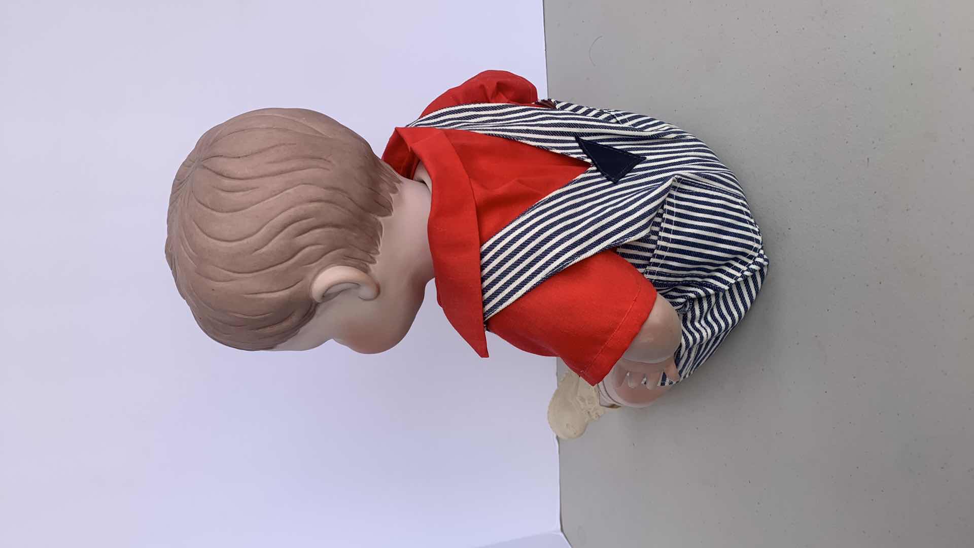 Photo 1 of 1979 PORCELAIN 19” BABY BOY DOLL w BLANKET