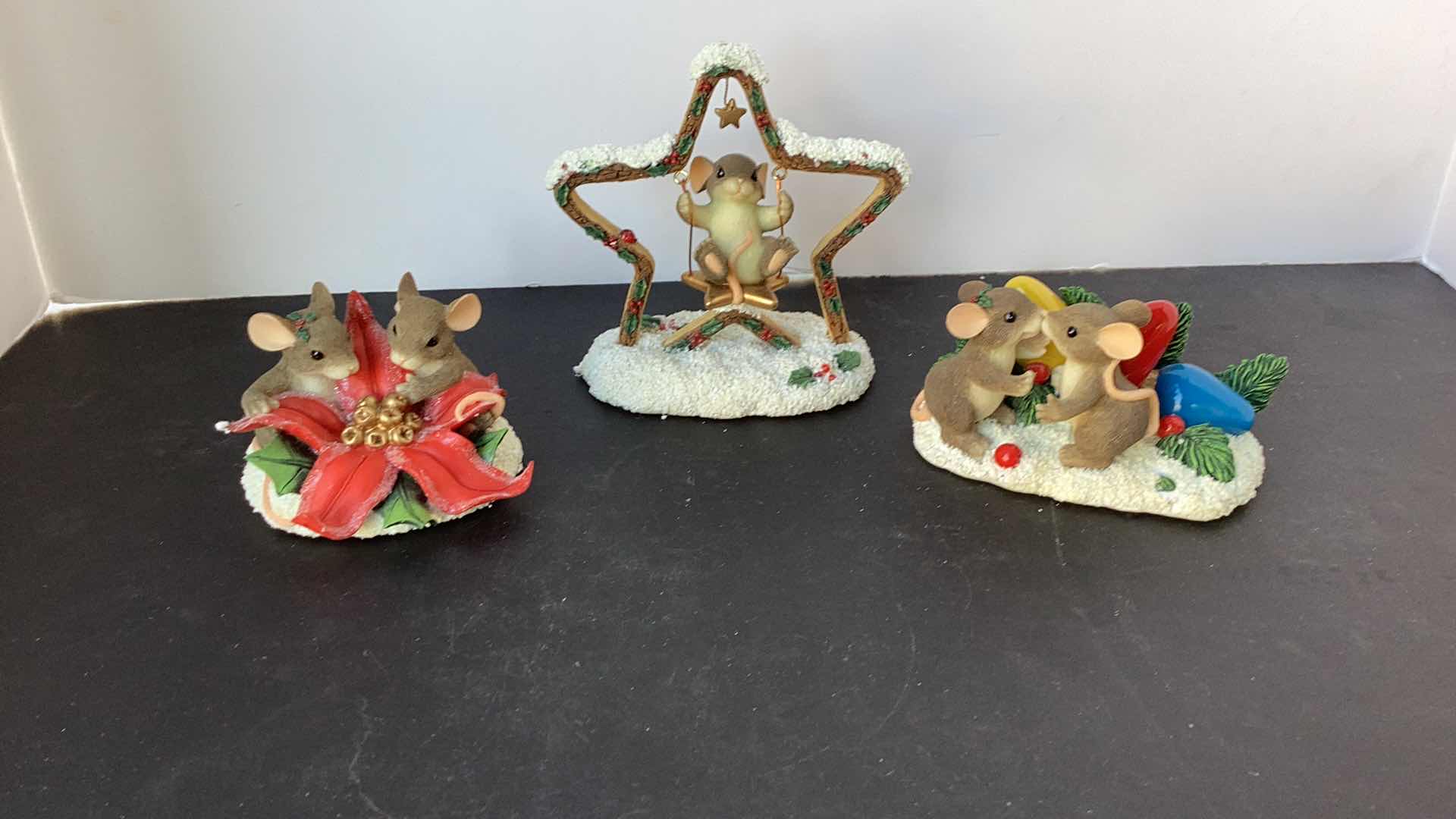 Photo 1 of CHRISTMAS TAILS SET OF 3 MOUSE FIGURES