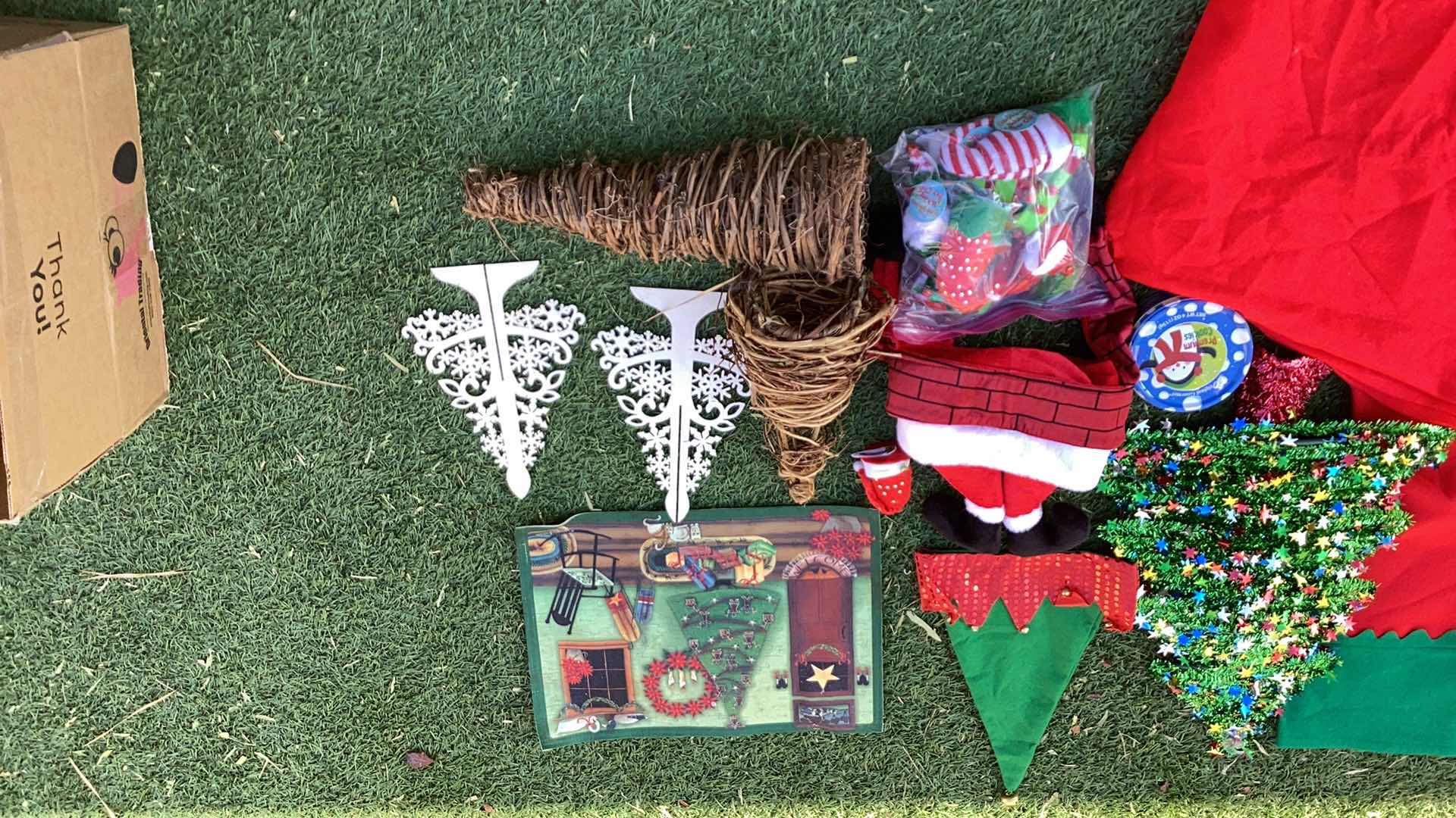 Photo 1 of CHRISTMAS DECORATIONS 33 INCH STOCKING AND SANTA HATS