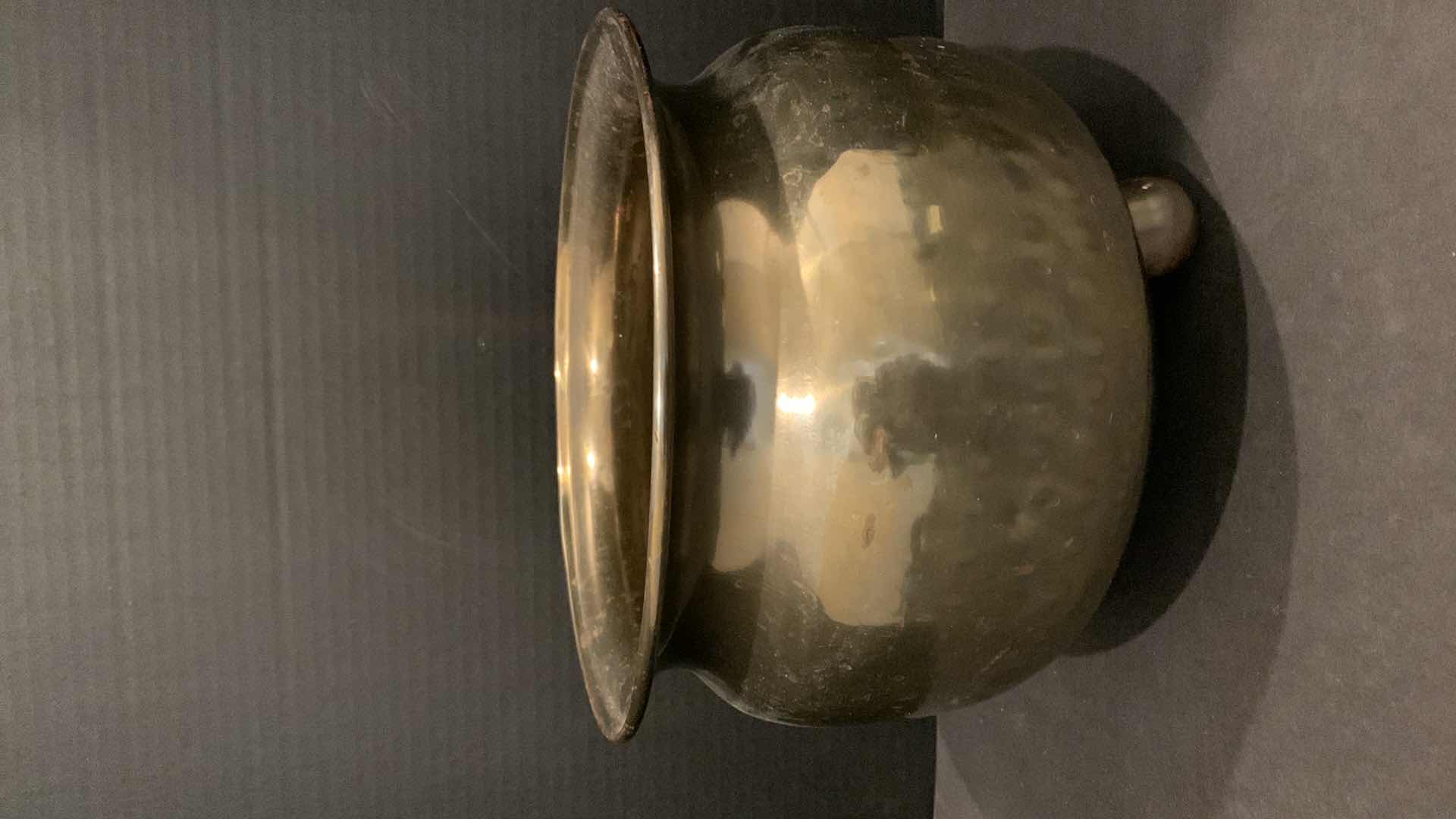 Photo 2 of BRASS METAL POT WITH FEET, 10” x 8”