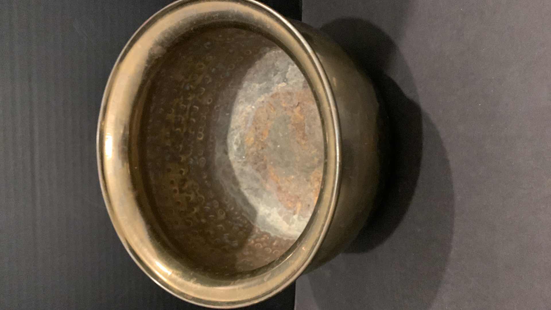 Photo 3 of BRASS METAL POT WITH FEET, 10” x 8”