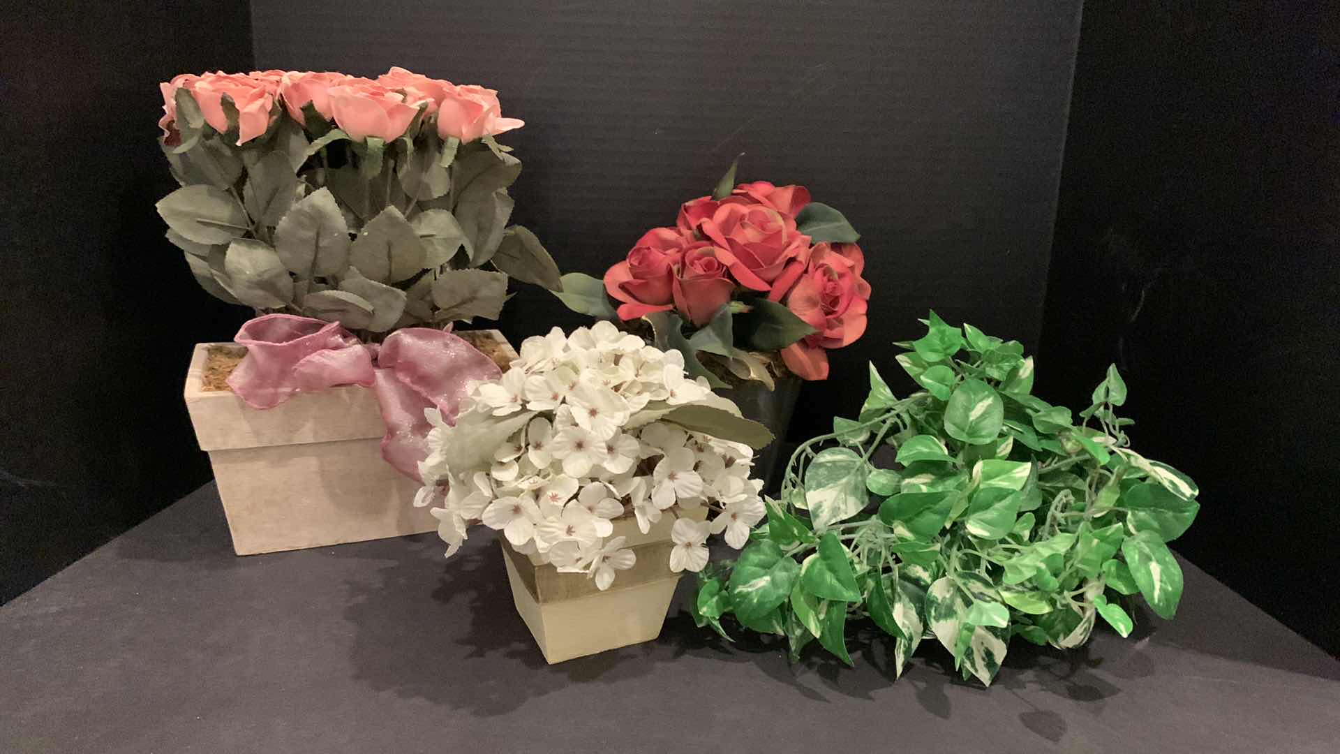 Photo 1 of 3 PIECE FAUX FLOWER COLLECTIONS IN POTS AND ONE FAUX GREENERY