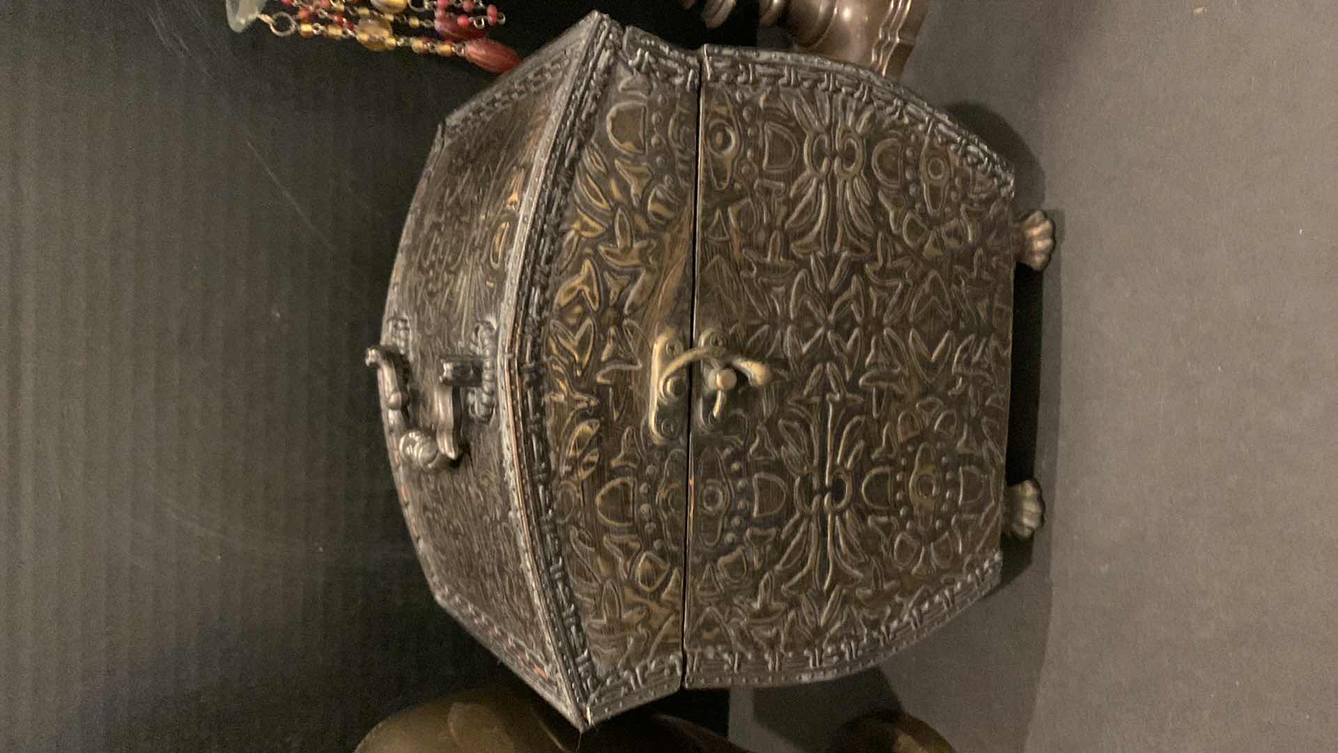 Photo 1 of HOME DECOR COLLECTIBLES, BRASS TEMPLE JAR, CANDLE STICKS, BOX AND BOOKENDS