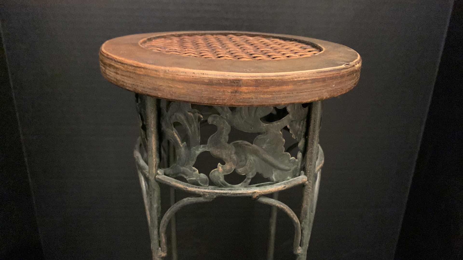 Photo 1 of HOME DECOR, WOOD AND METAL PLANT STAND H24”