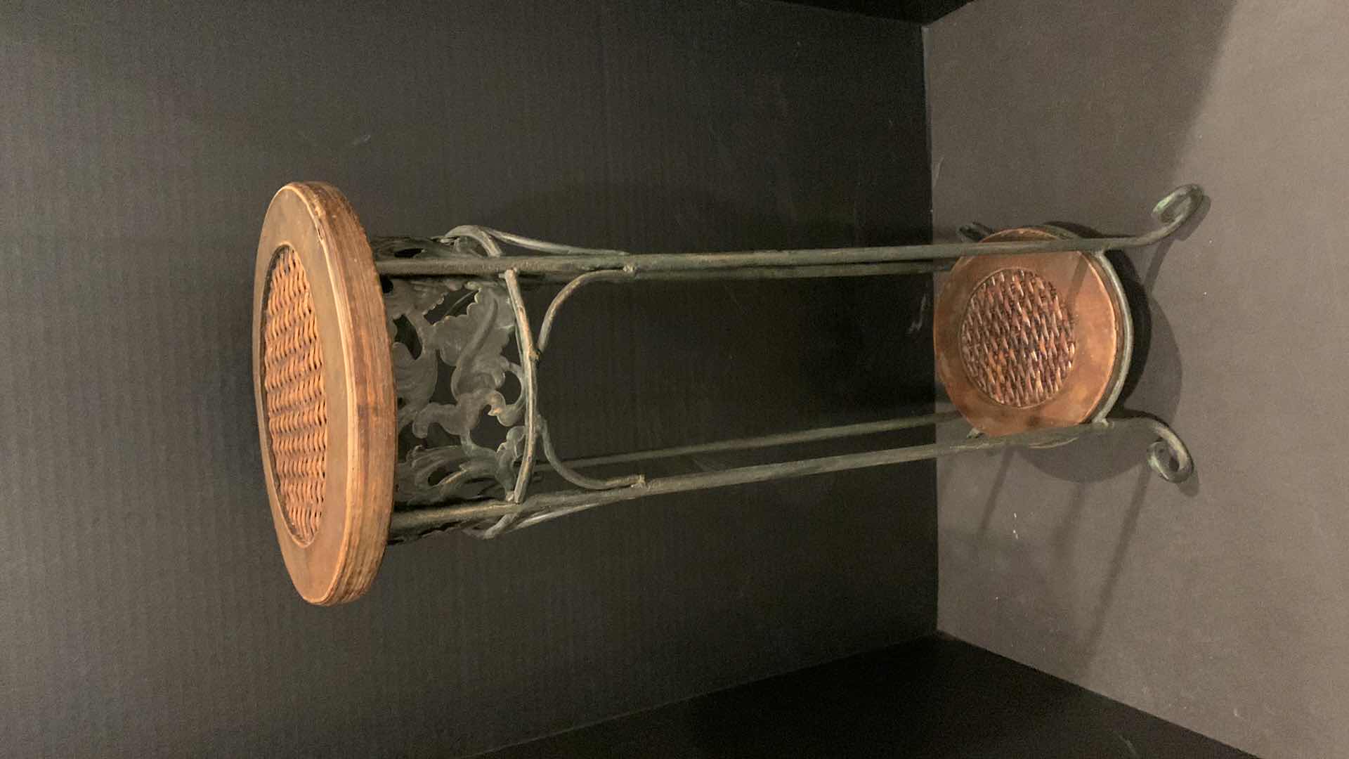 Photo 1 of HOME DECOR, WOOD AND METAL PLANT STAND H24”