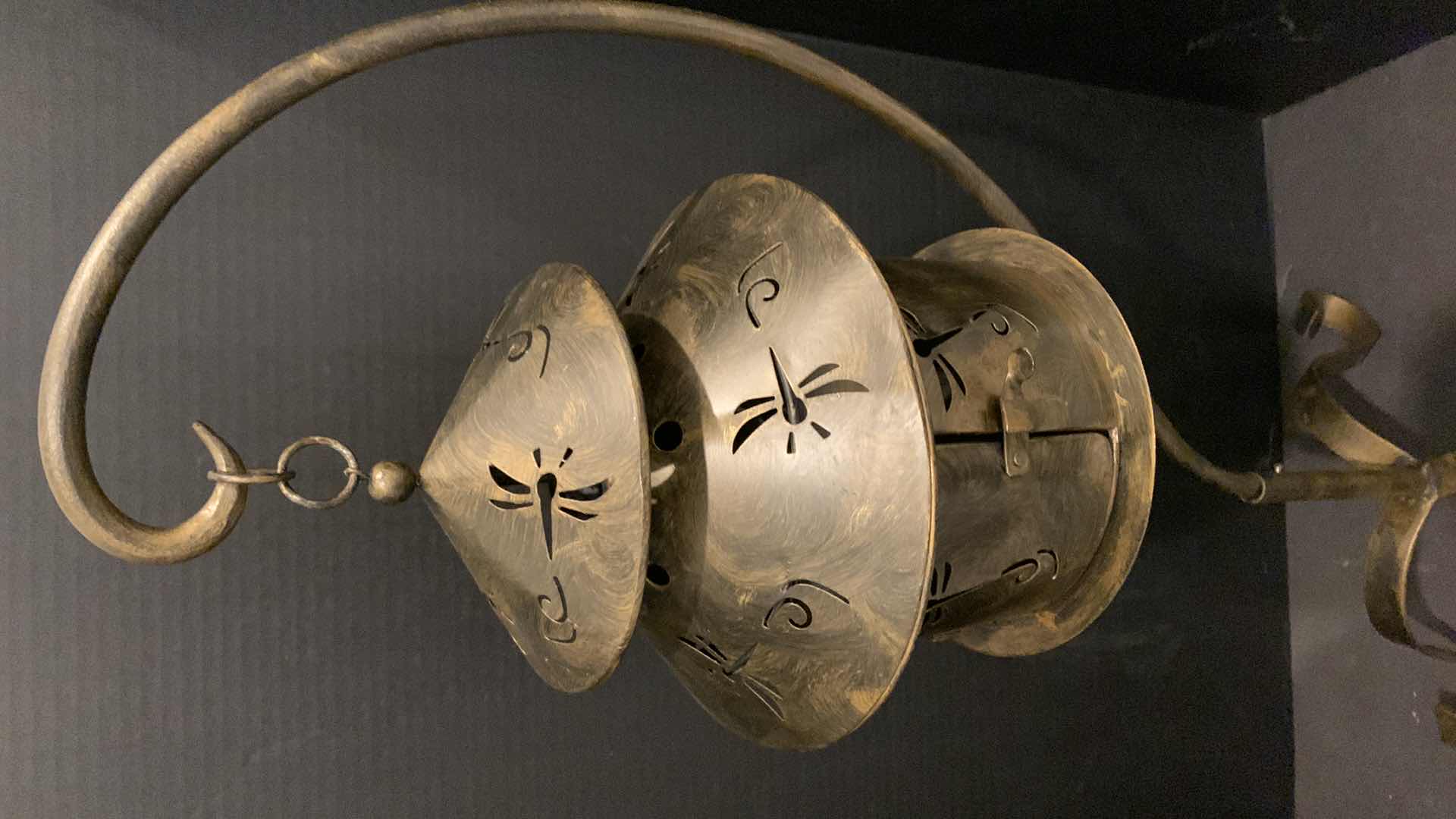 Photo 1 of METAL LANTERN WITH DRAGON FLIES, H33”