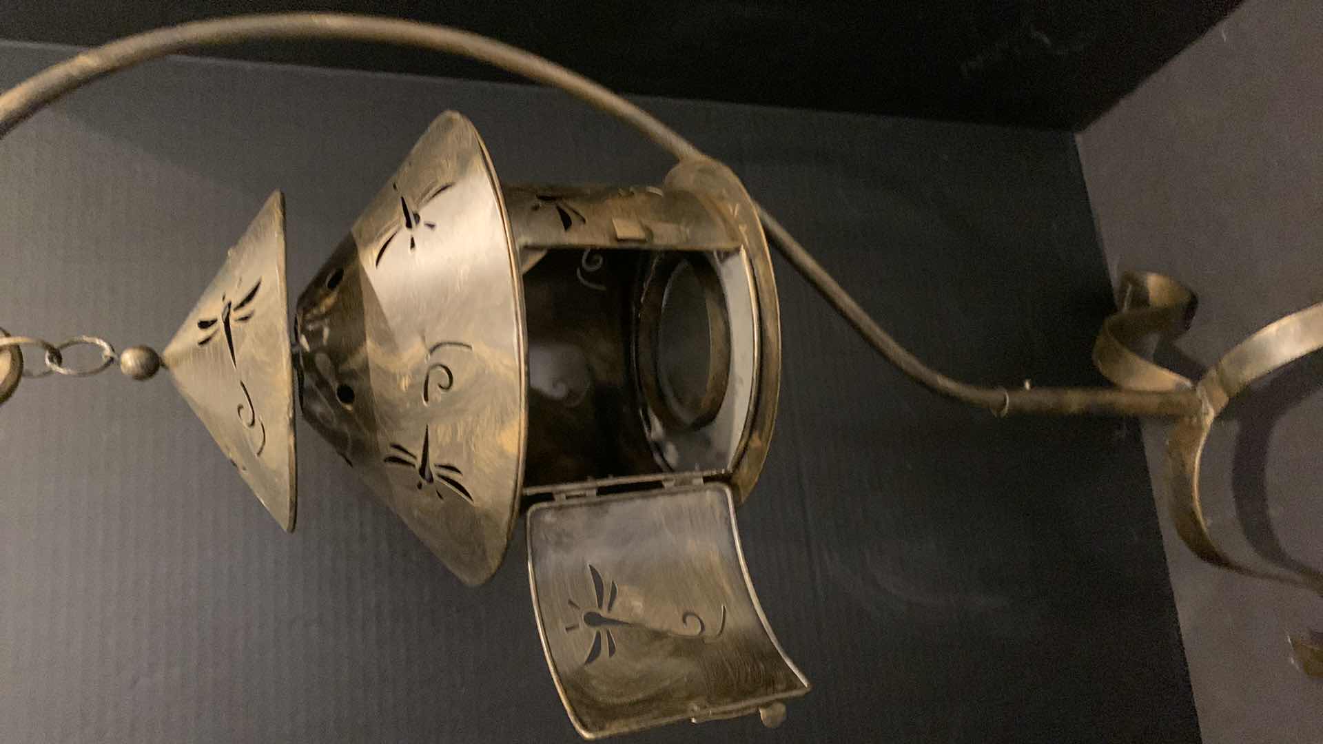 Photo 1 of METAL LANTERN WITH DRAGON FLIES, H33”