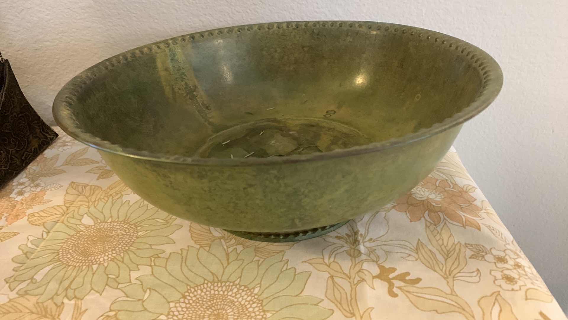 Photo 1 of HOME DECOR, TALL CERAMIC VASE W LEATHER  HEIGHT W REEDS 50” AND TWO FAUX GREENERY IN BASKETS