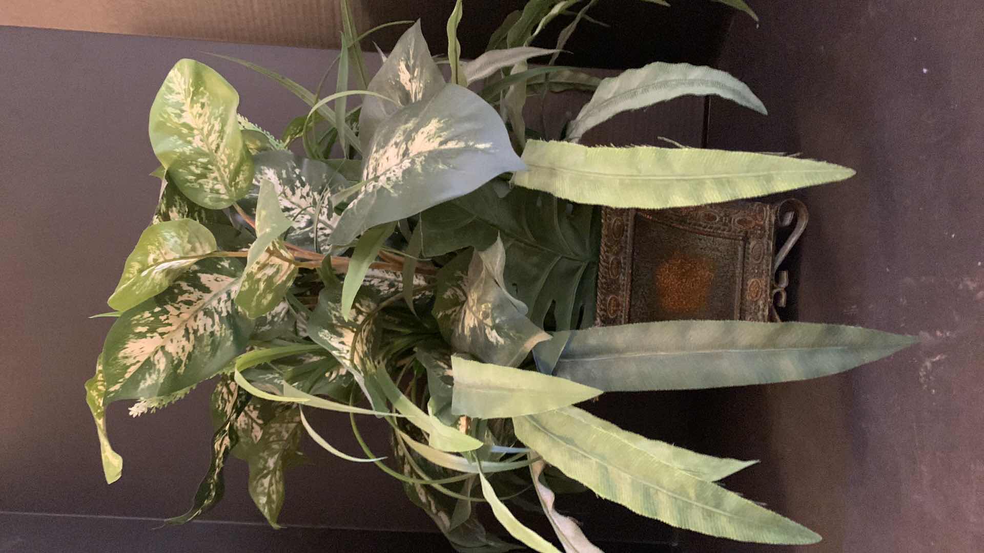 Photo 1 of HOME DECOR, TWO FAUX PLANT ARRANGEMENTS IN VASES, H26”