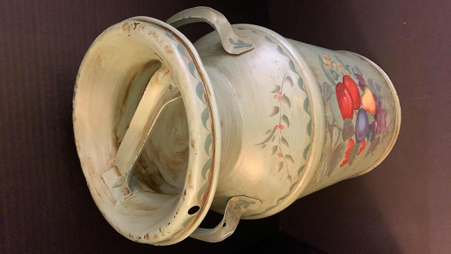 Photo 1 of VINTAGE HAND PAINTED STEEL MILK CAN,  H 20”