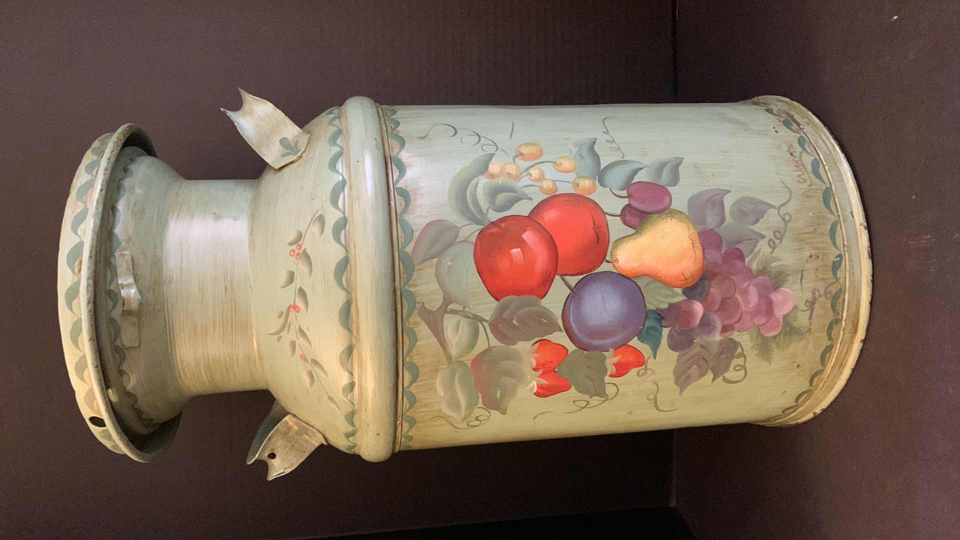 Photo 1 of VINTAGE HAND PAINTED STEEL MILK CAN,  H 20”