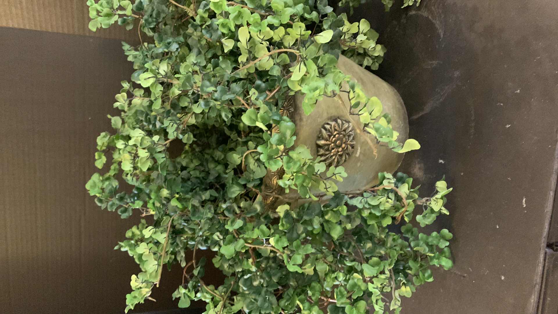 Photo 1 of TWO FAUX FLORAL ARRANGENENTS, WITH CERAMIC POT AND BASKET