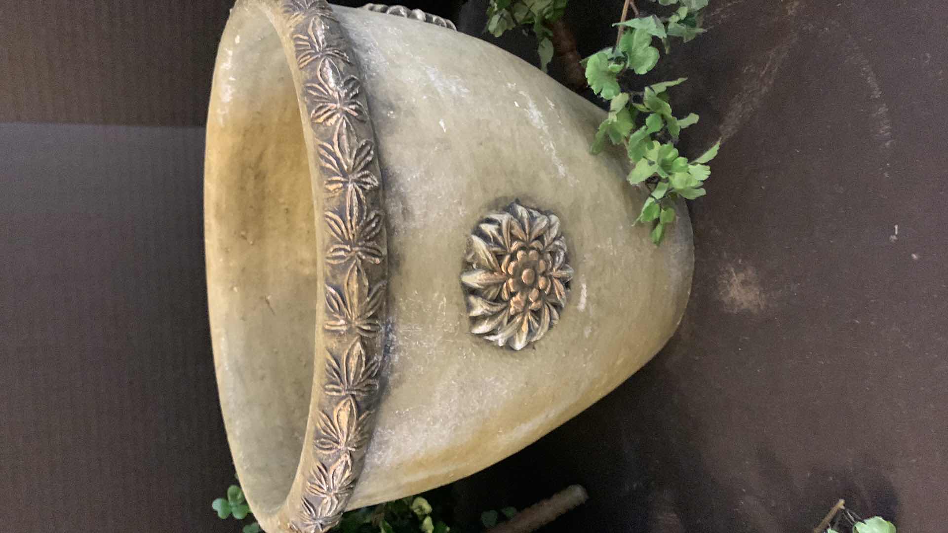 Photo 1 of TWO FAUX FLORAL ARRANGENENTS, WITH CERAMIC POT AND BASKET