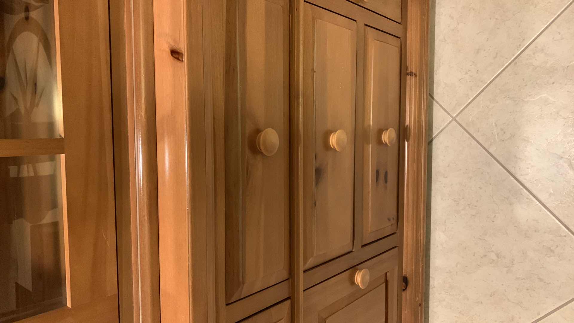 Photo 1 of BROYHILL WOOD SIDE BOARD WITH LIGHTED CHINA DISPLAY. 61” x 18” x H84”