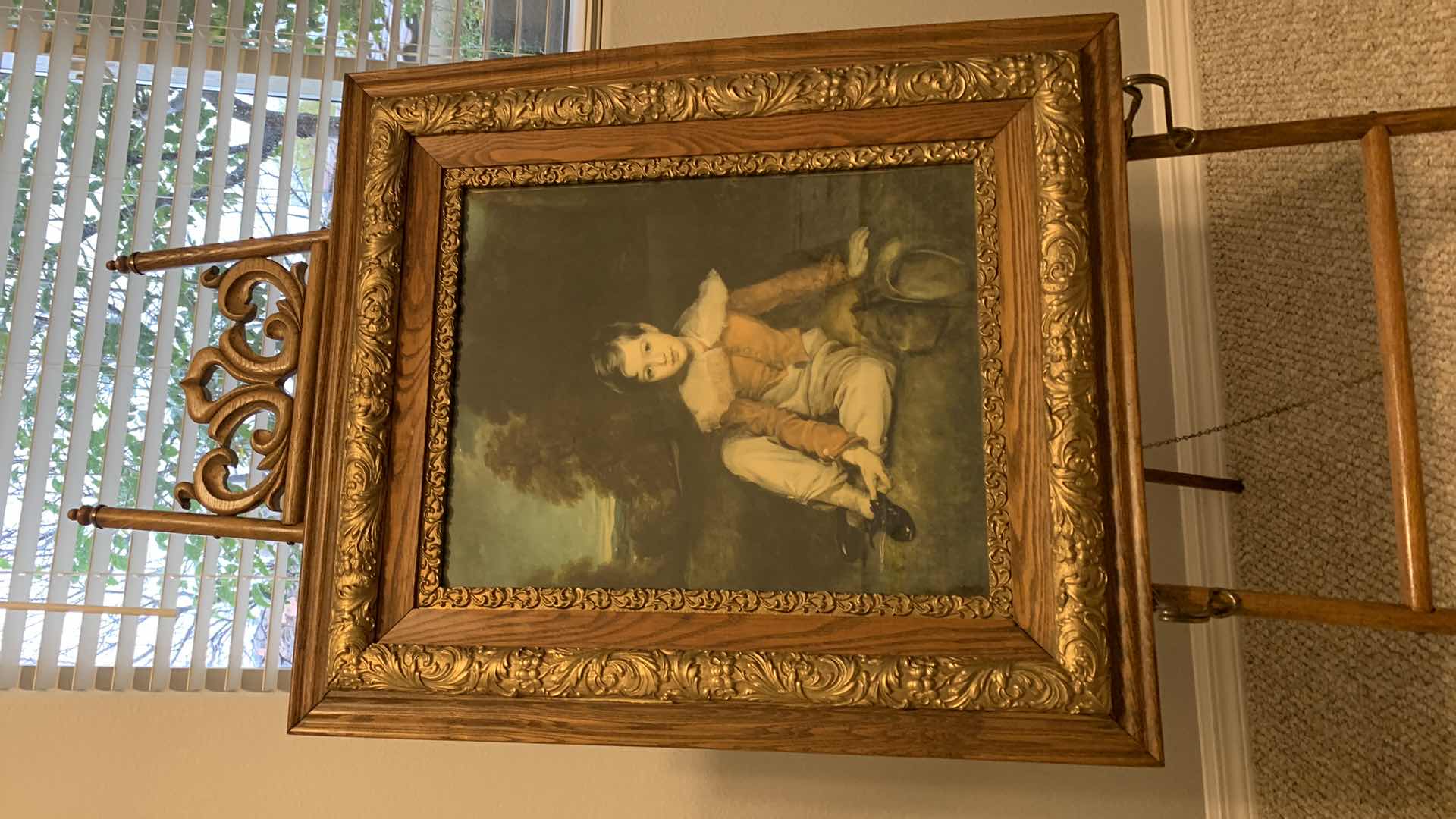 Photo 1 of ARTWORK VINTAGE PRINT OF LORD SEAHAM AS A BOY IN ORNATE FRAME, 26.5 “ x H30.5” (STAND SOLD SEPARATELY)