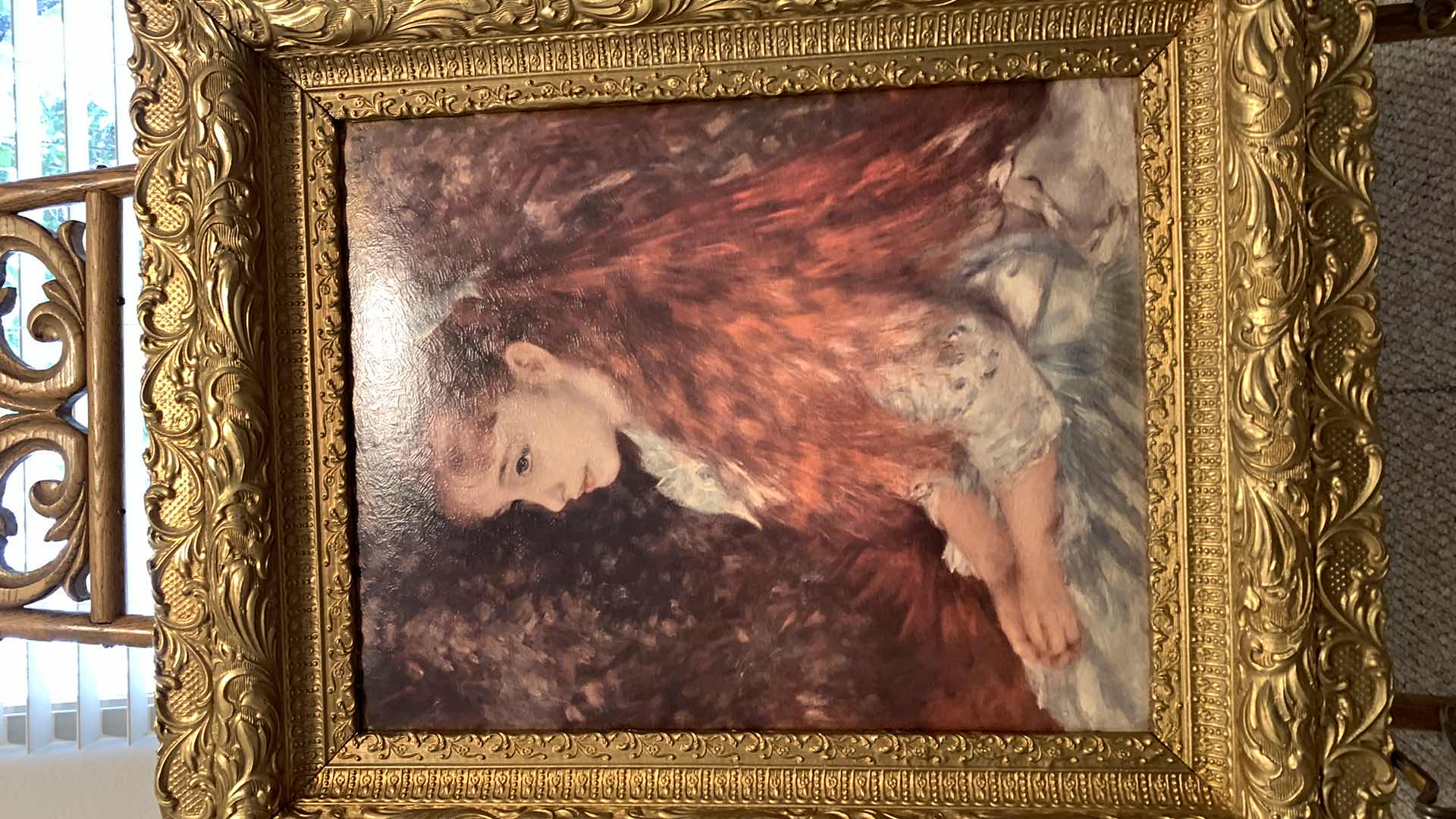 Photo 1 of Vintage Portrait Of Mademoiselle Irene Cahen D’Anvers Canvas w Ornate Gold Frame 25” x 29” (stand sold separately)