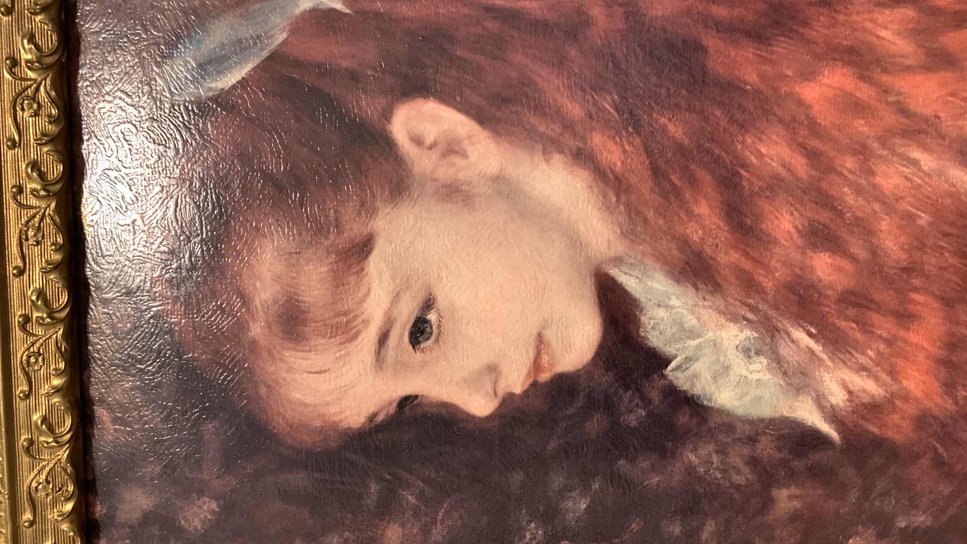 Photo 5 of Vintage Portrait Of Mademoiselle Irene Cahen D’Anvers Canvas w Ornate Gold Frame 25” x 29” (stand sold separately)