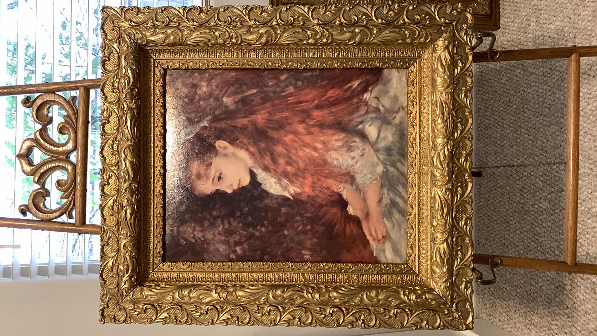 Photo 1 of Vintage Portrait Of Mademoiselle Irene Cahen D’Anvers Canvas w Ornate Gold Frame 25” x 29” (stand sold separately)