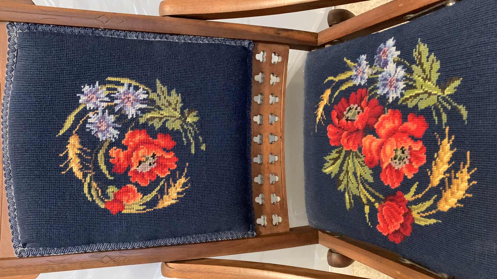 Photo 1 of 19th Century WOOD W BURL AND WALNUT INLAY, FOLDING ROCKING CHAIR W FOLDING FOOTREST.