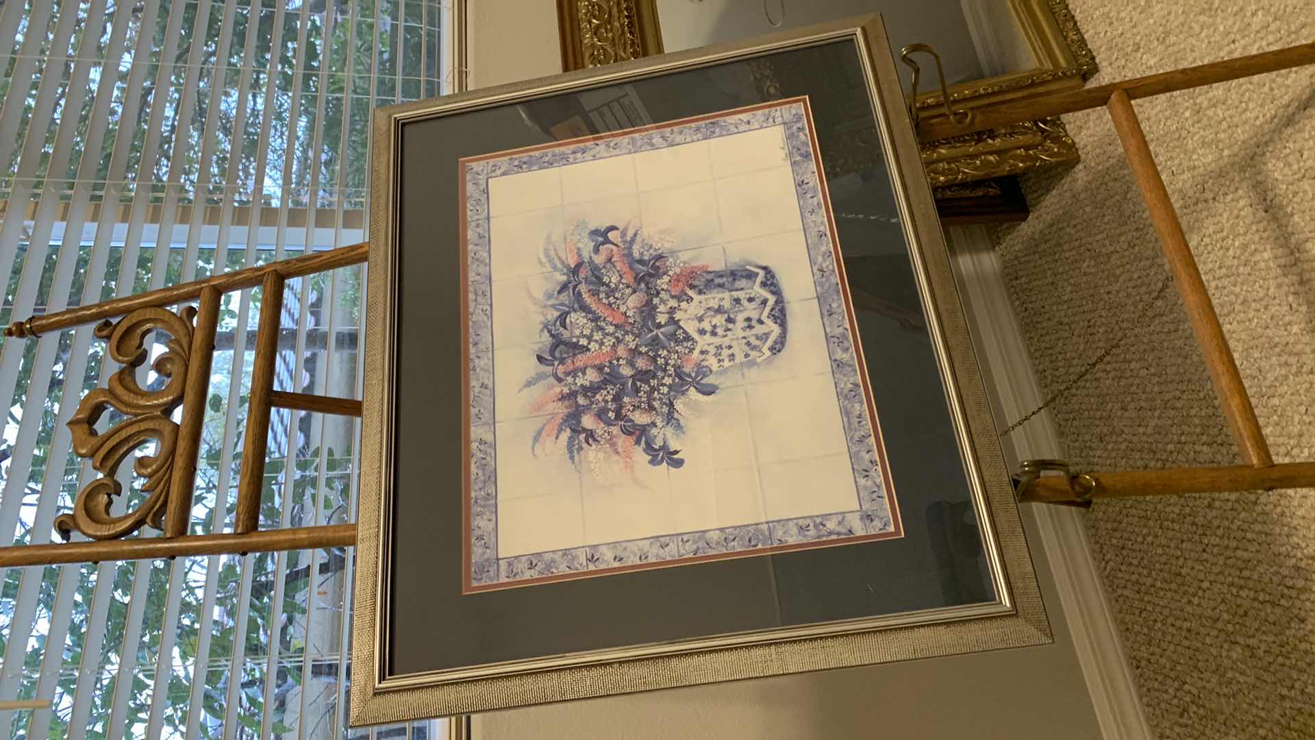 Photo 1 of ARTWORK, IRIS IN BLUE, SILVER FRAMED 27.5” x H23.5” (stand sold separately)