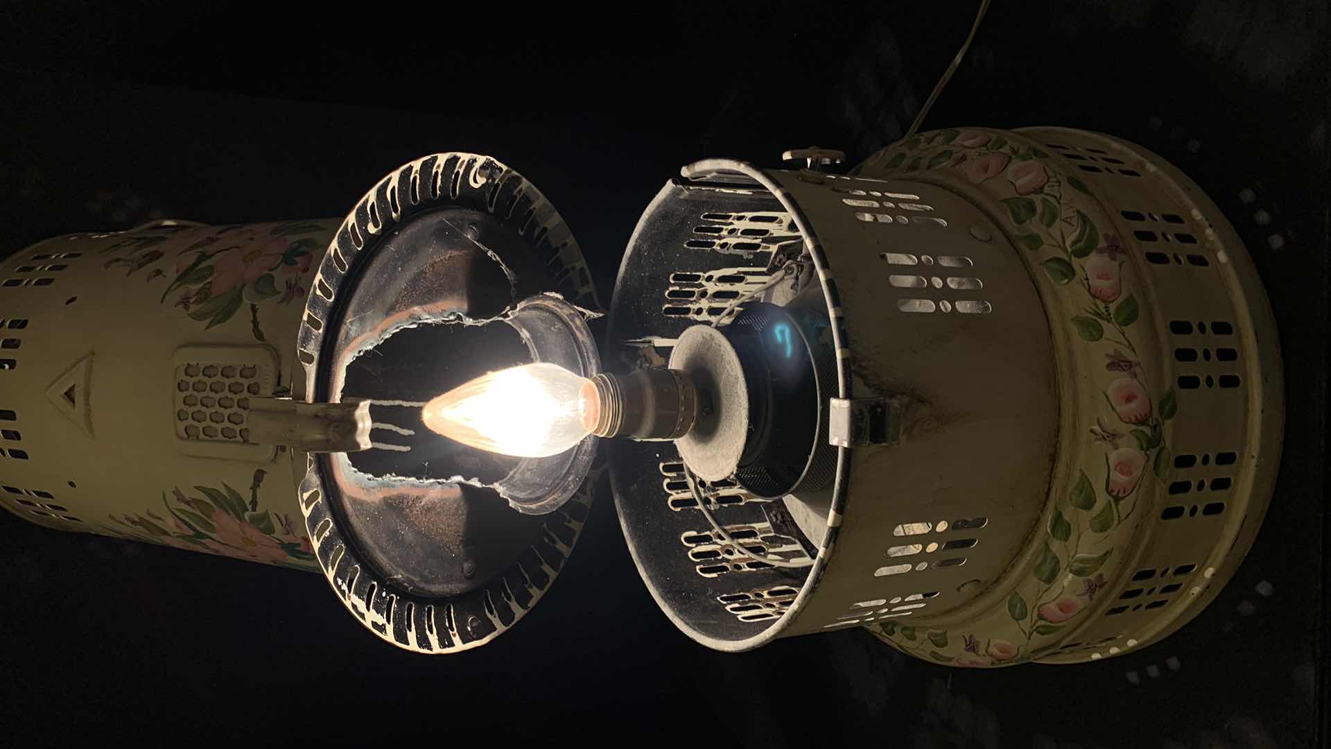 Photo 1 of VINTAGE ELECTRIFIED HAND PAINTED OIL LAMP H25”