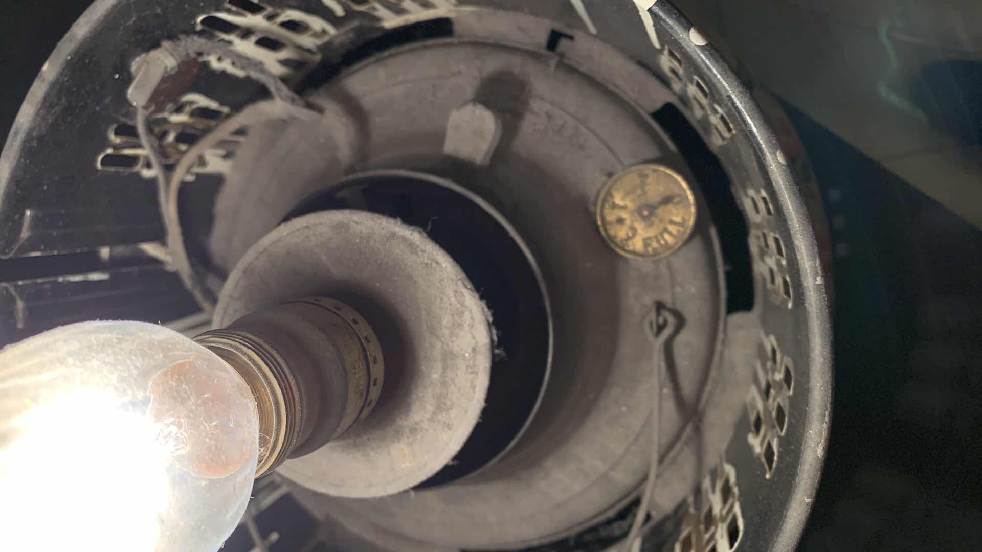 Photo 1 of VINTAGE ELECTRIFIED HAND PAINTED OIL LAMP H25”