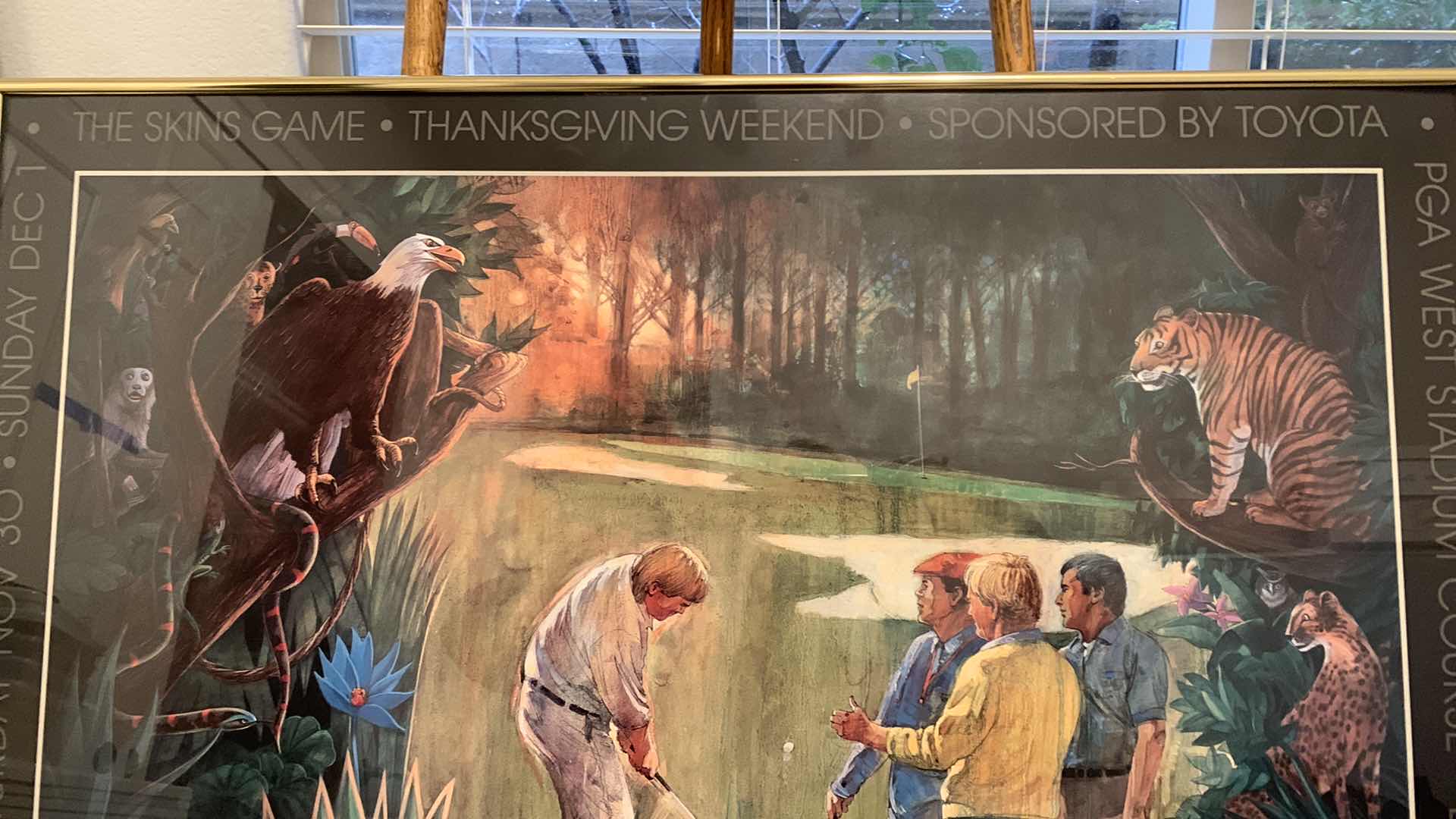 Photo 1 of ARTWORK, SKINS GAME, JOHN DALY, PAYNE STEWART, JACK NICKLAUS, CURTIS STRANGE, 30” x H25” (stand not included)