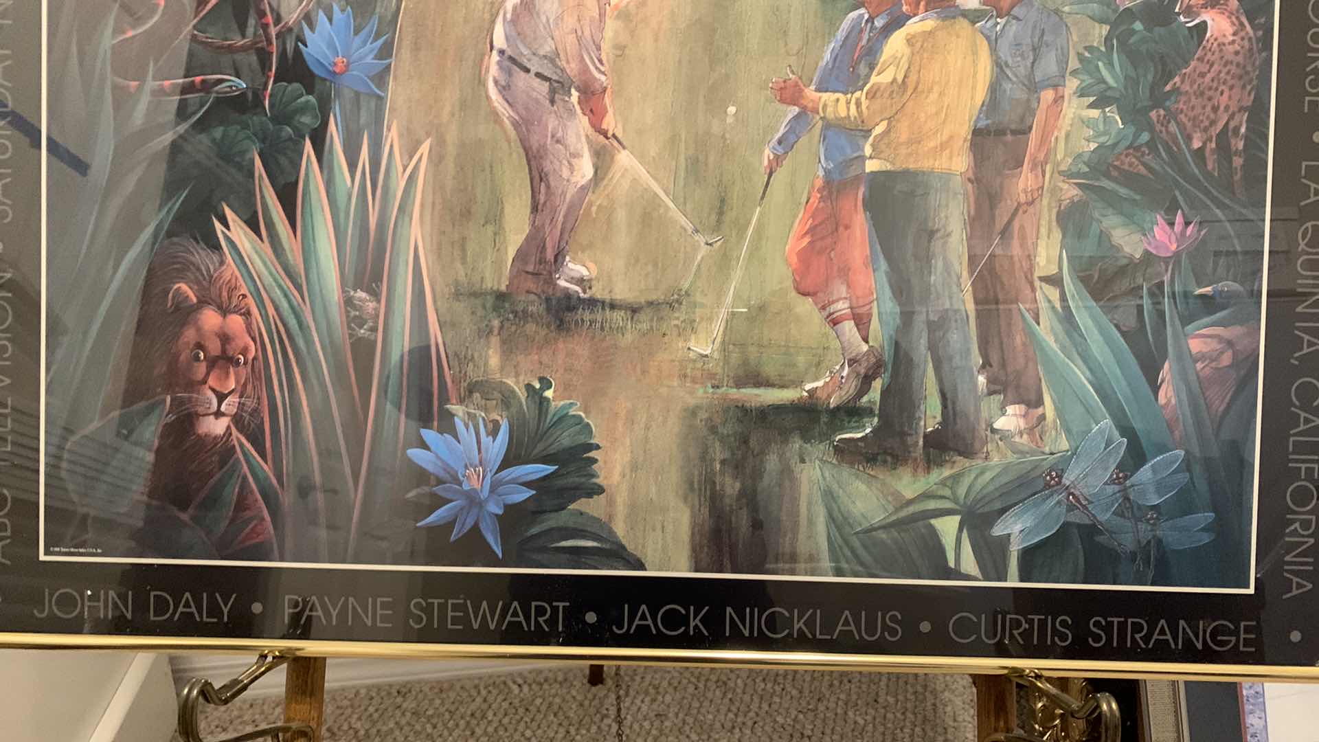 Photo 1 of ARTWORK, SKINS GAME, JOHN DALY, PAYNE STEWART, JACK NICKLAUS, CURTIS STRANGE, 30” x H25” (stand not included)
