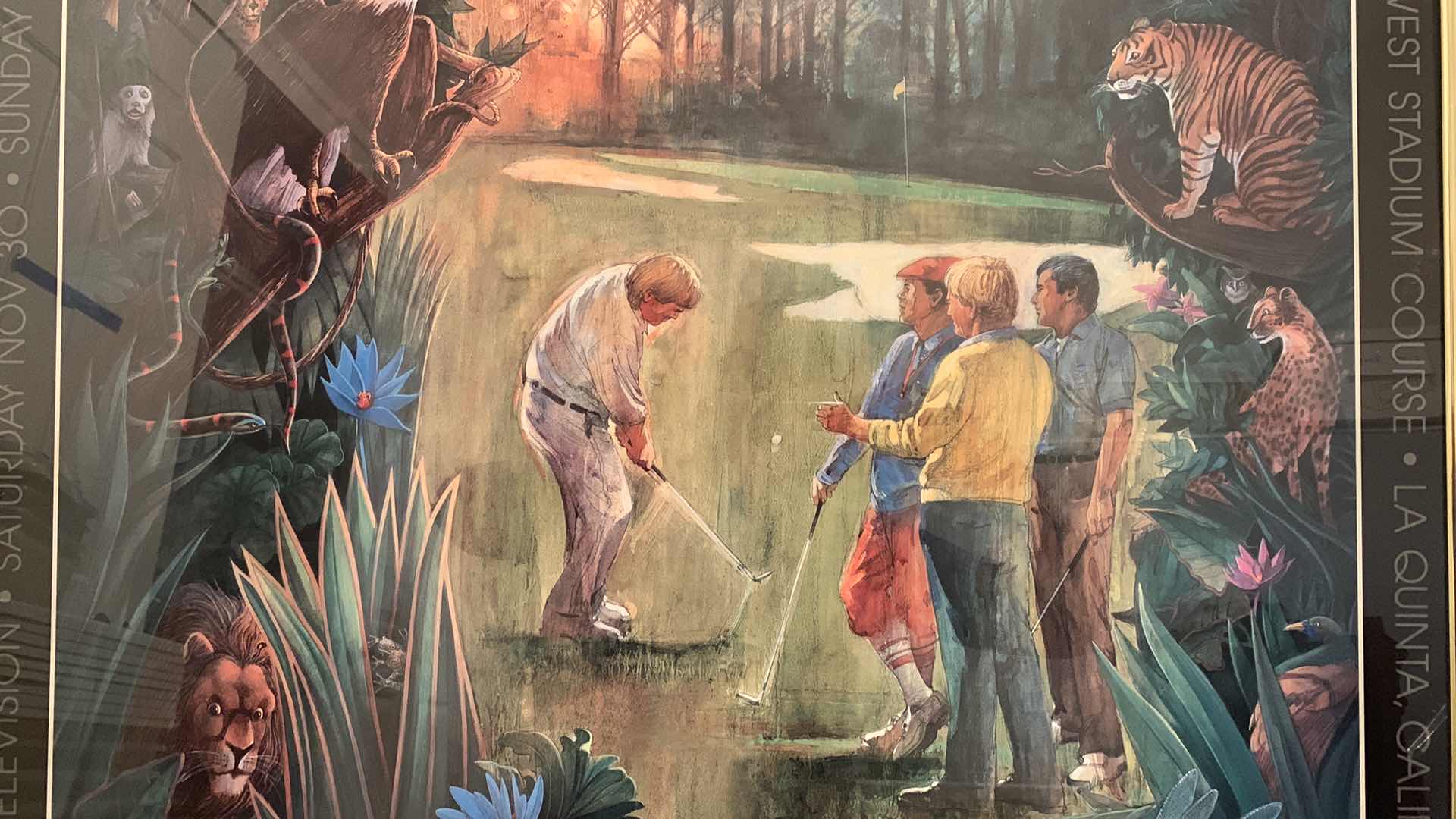 Photo 1 of ARTWORK, SKINS GAME, JOHN DALY, PAYNE STEWART, JACK NICKLAUS, CURTIS STRANGE, 30” x H25” (stand not included)