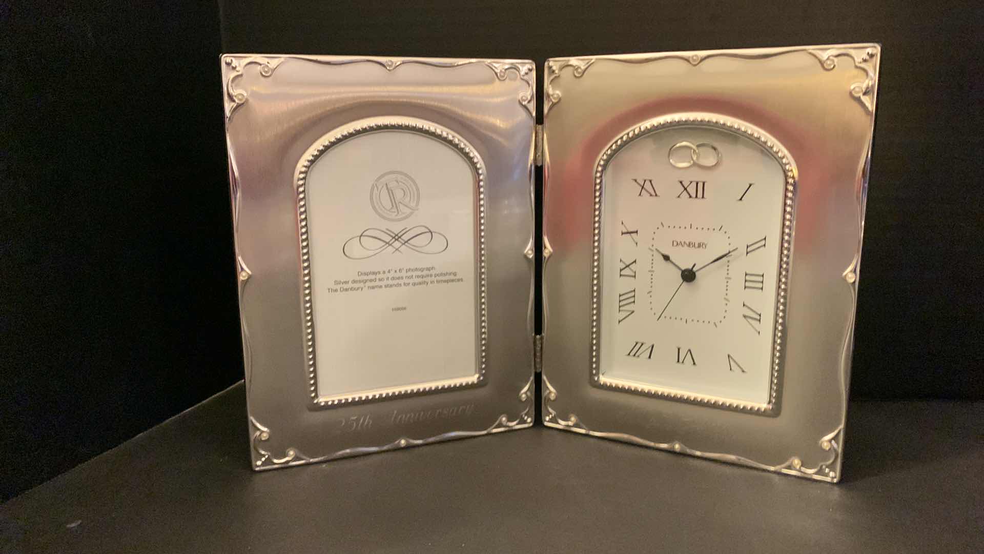 Photo 1 of SILVER PLATED COLLECTIBLES, 3 PIECES, PLATTER, PITCHER, CLOCK W FRAME