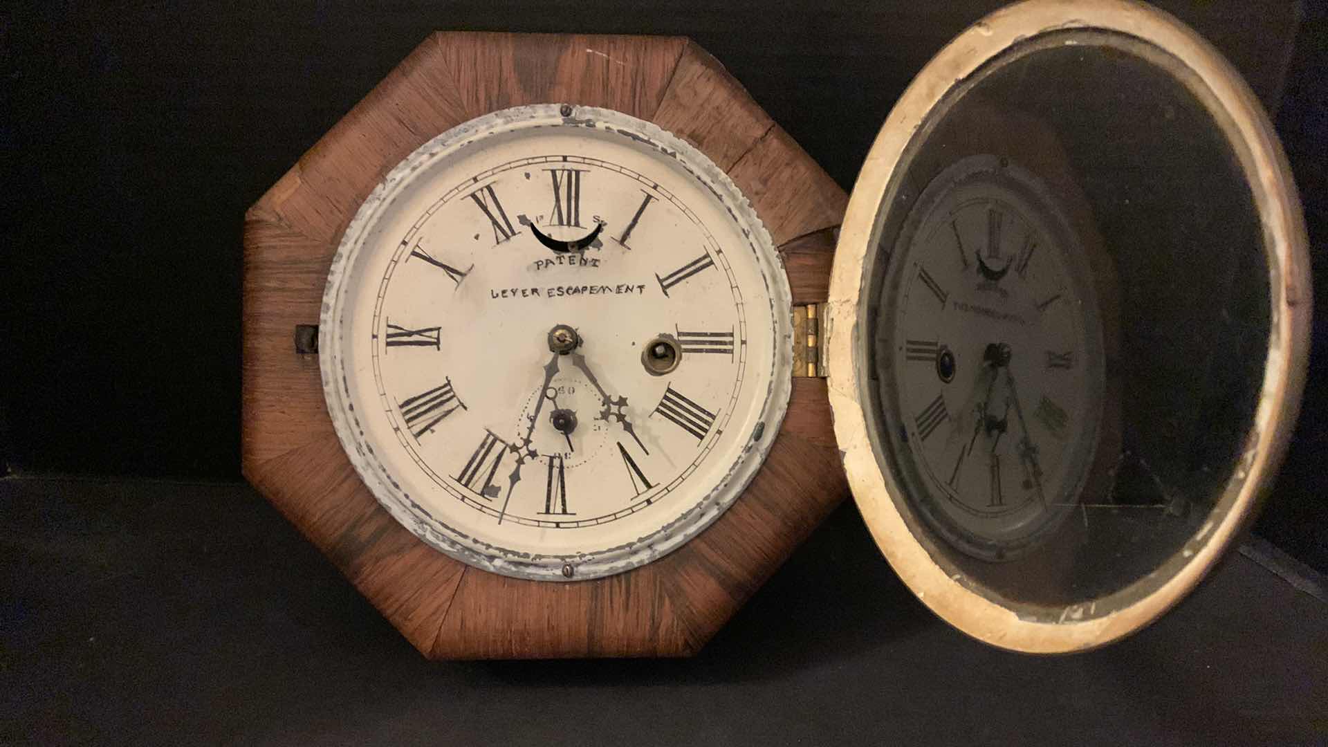 Photo 3 of ANTIQUE WOOD CLOCK LEVER ESCAPEMENT CIRCA 1860-1890