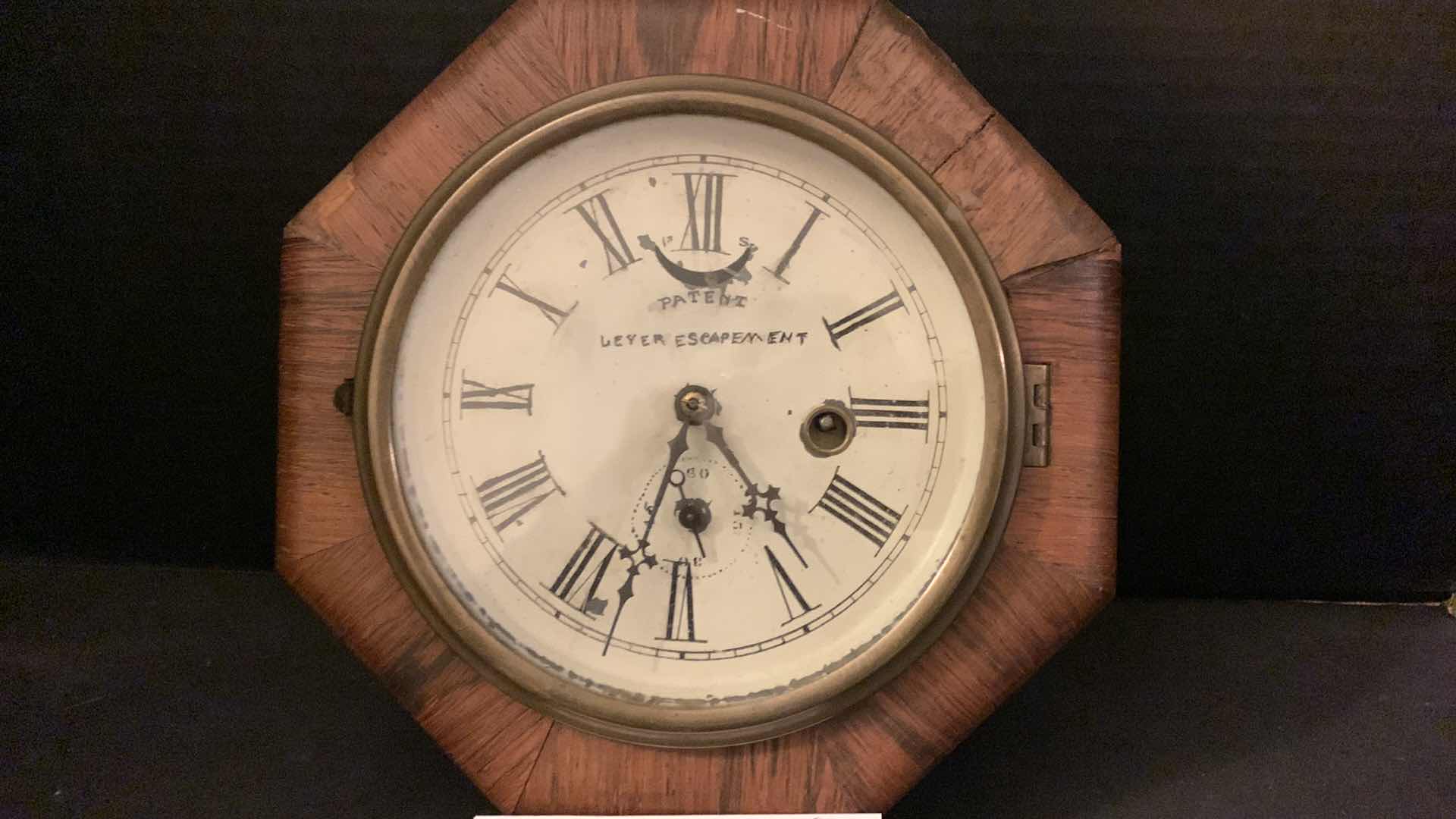 Photo 2 of ANTIQUE WOOD CLOCK LEVER ESCAPEMENT CIRCA 1860-1890