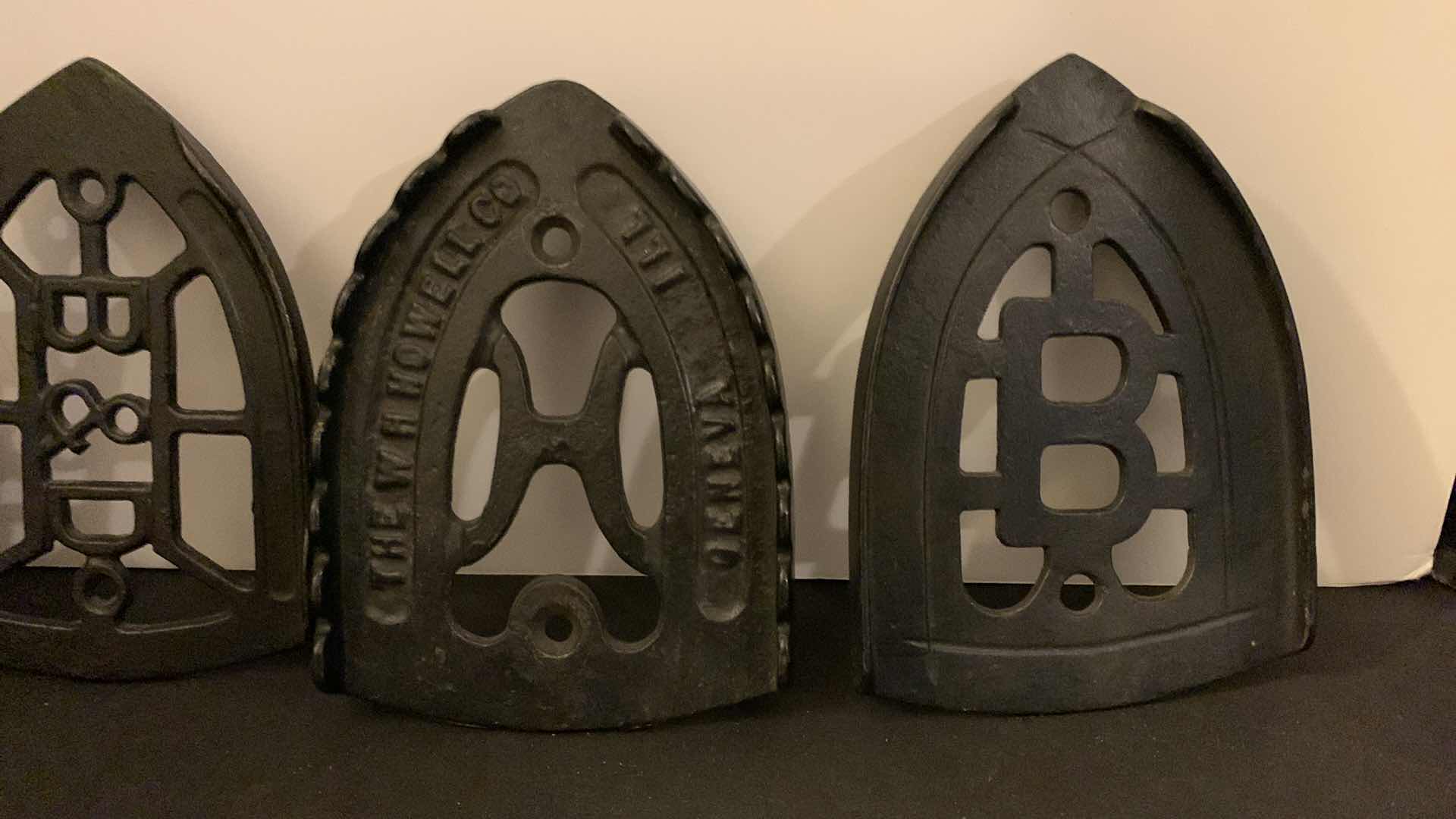 Photo 1 of ANTIQUE BLACK METAL COLLECTIBLES, IRON, IRON HOLDERS AND RECEIPT/BILL HOLDER