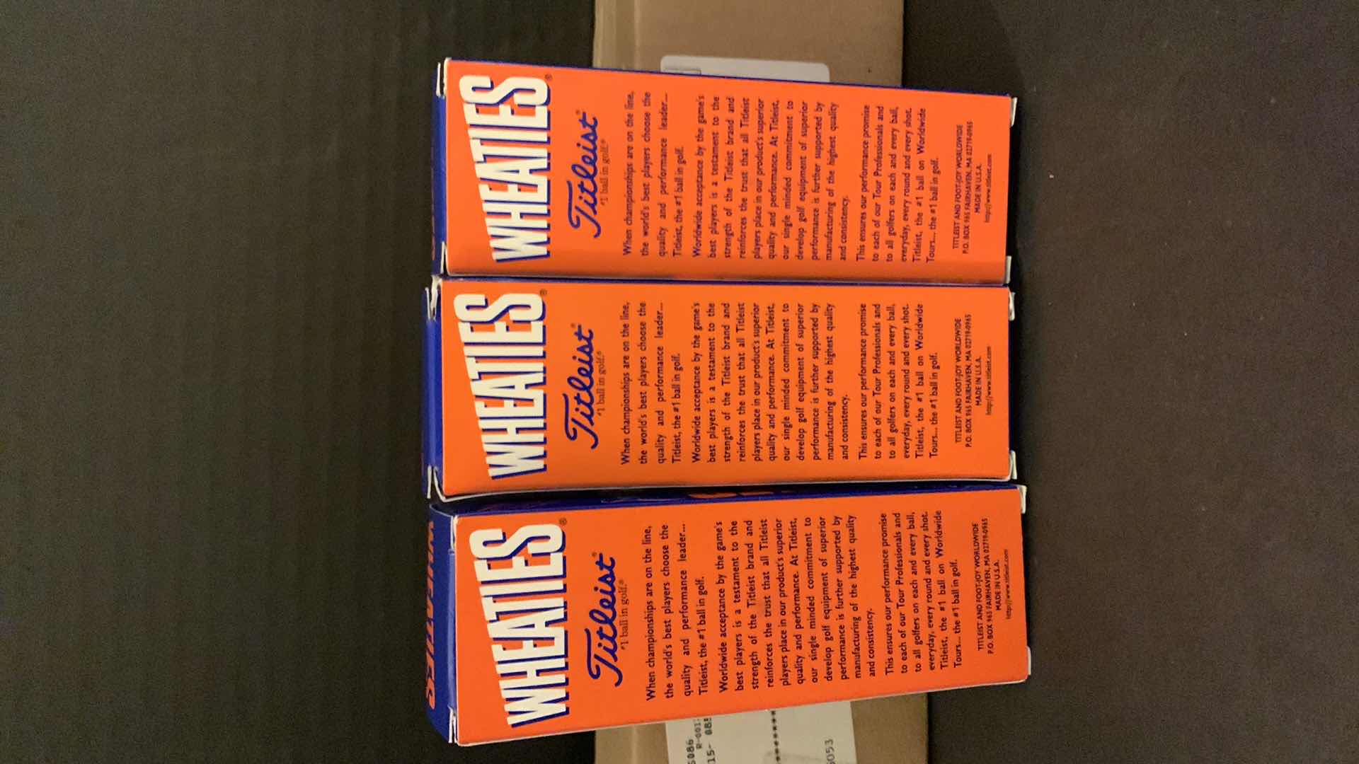 Photo 1 of 5 - THREE GOLF BALL PACKS, TITLEIST, WHEATIES PROMOTIONAL W TIGER WOODS