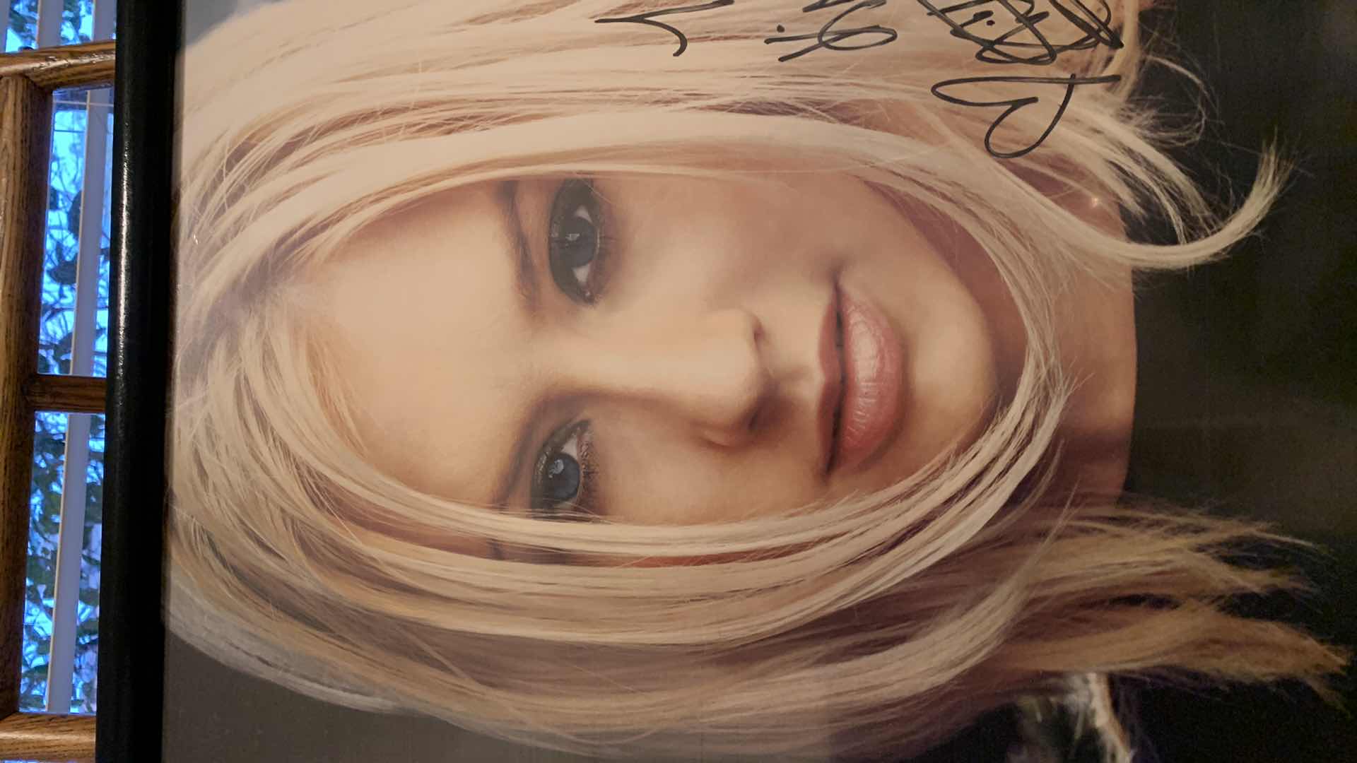 View 2 of SIGNED CHRISTINA AGUILERA POSTER 19” x H 25” (stand not included)