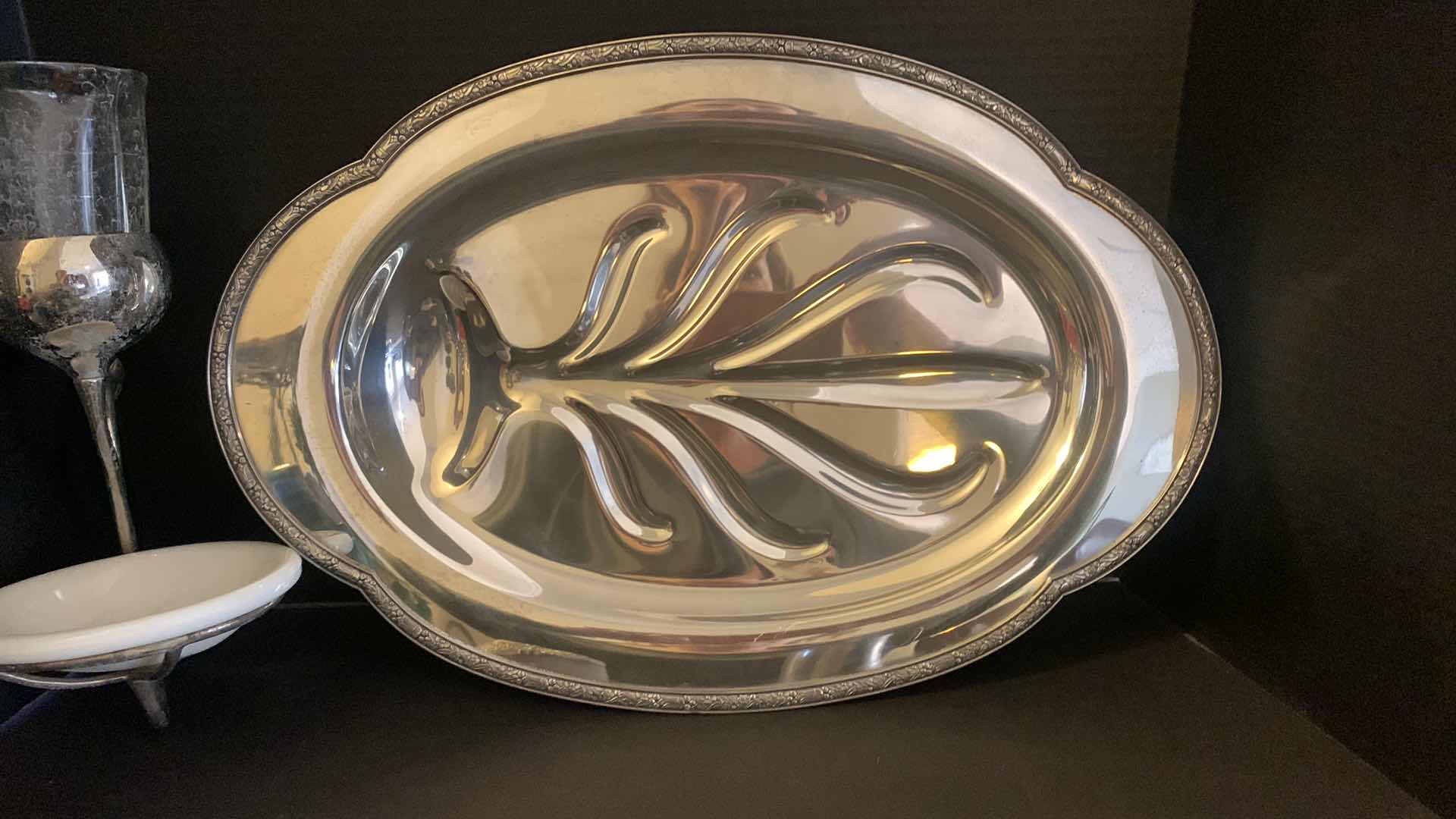 Photo 5 of HOME DECOR COLLECTIBLES, SILVER PLATED TRAY, TERRA ROSE POTTERY VASE, PEWTER MUG AND MORE