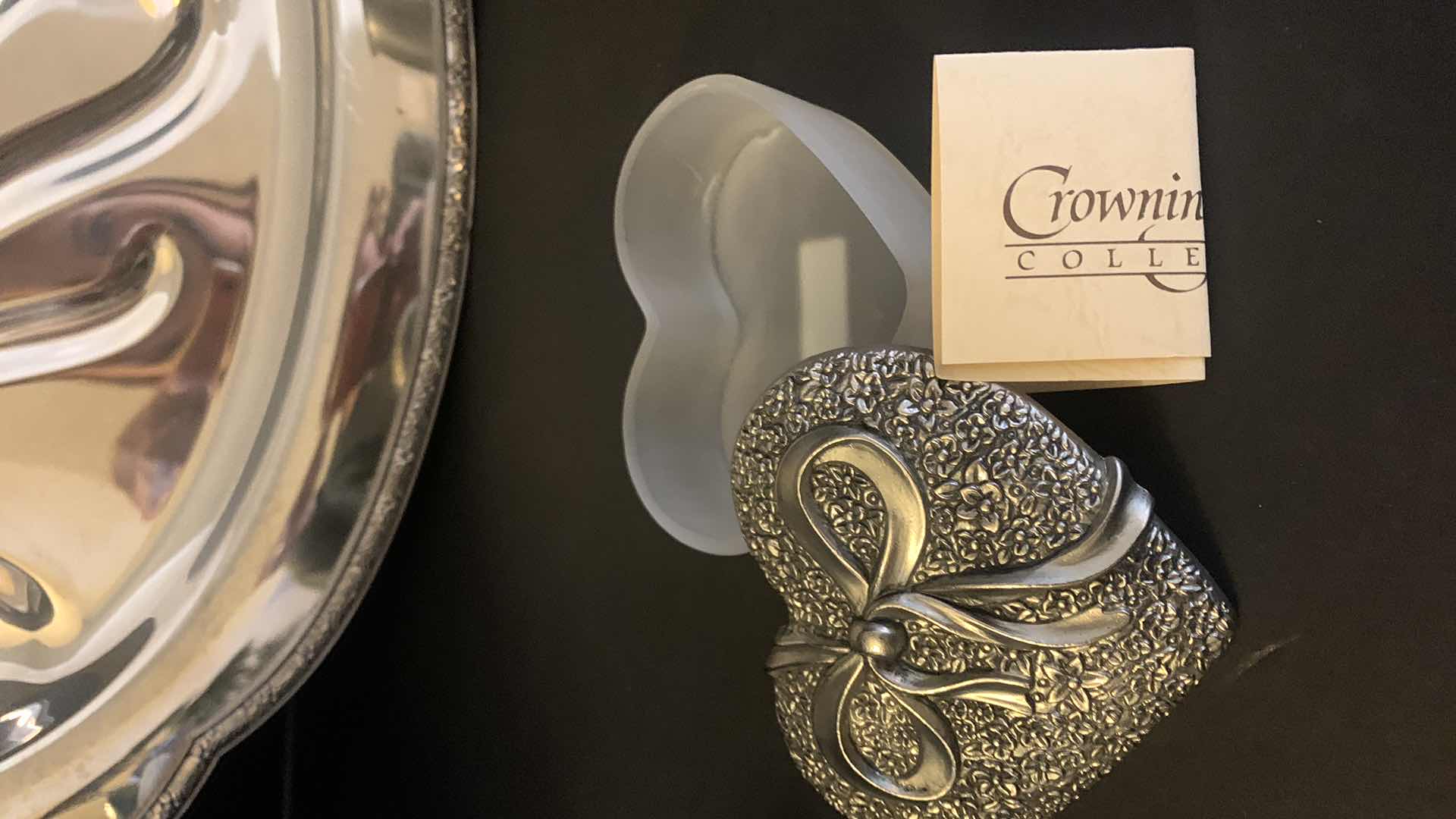 Photo 7 of HOME DECOR COLLECTIBLES, SILVER PLATED TRAY, TERRA ROSE POTTERY VASE, PEWTER MUG AND MORE